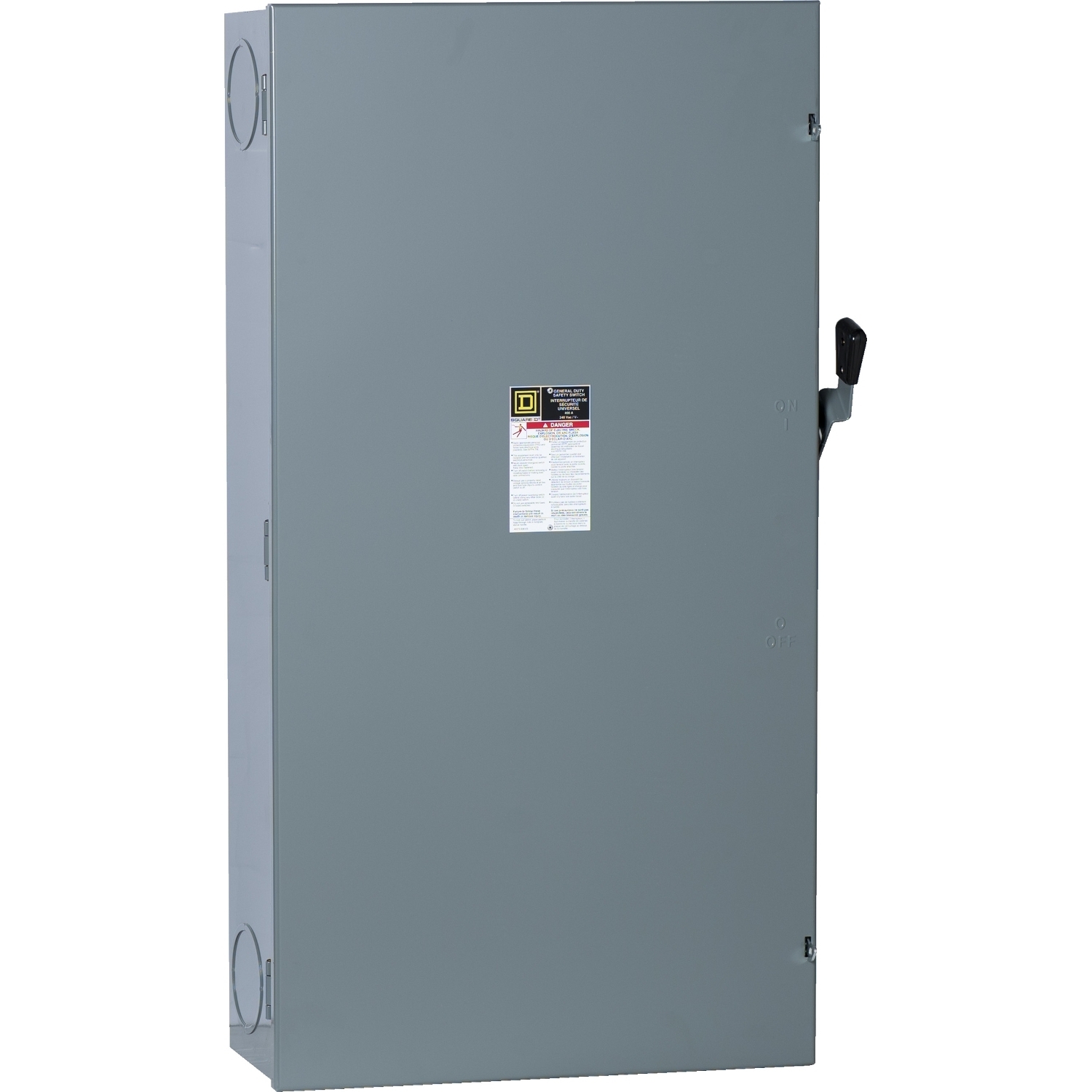 Safety switch, general duty, fusible, 2 pole, 3 wire, 120/240VAC, 400A, Type 1 galv steel, with solid neut
