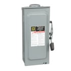 Safety switch, general duty, fusible, 60A, 2 poles, 15 hp, 120 VAC, NEMA 3R, bolt-on provision, neutral factory installed
