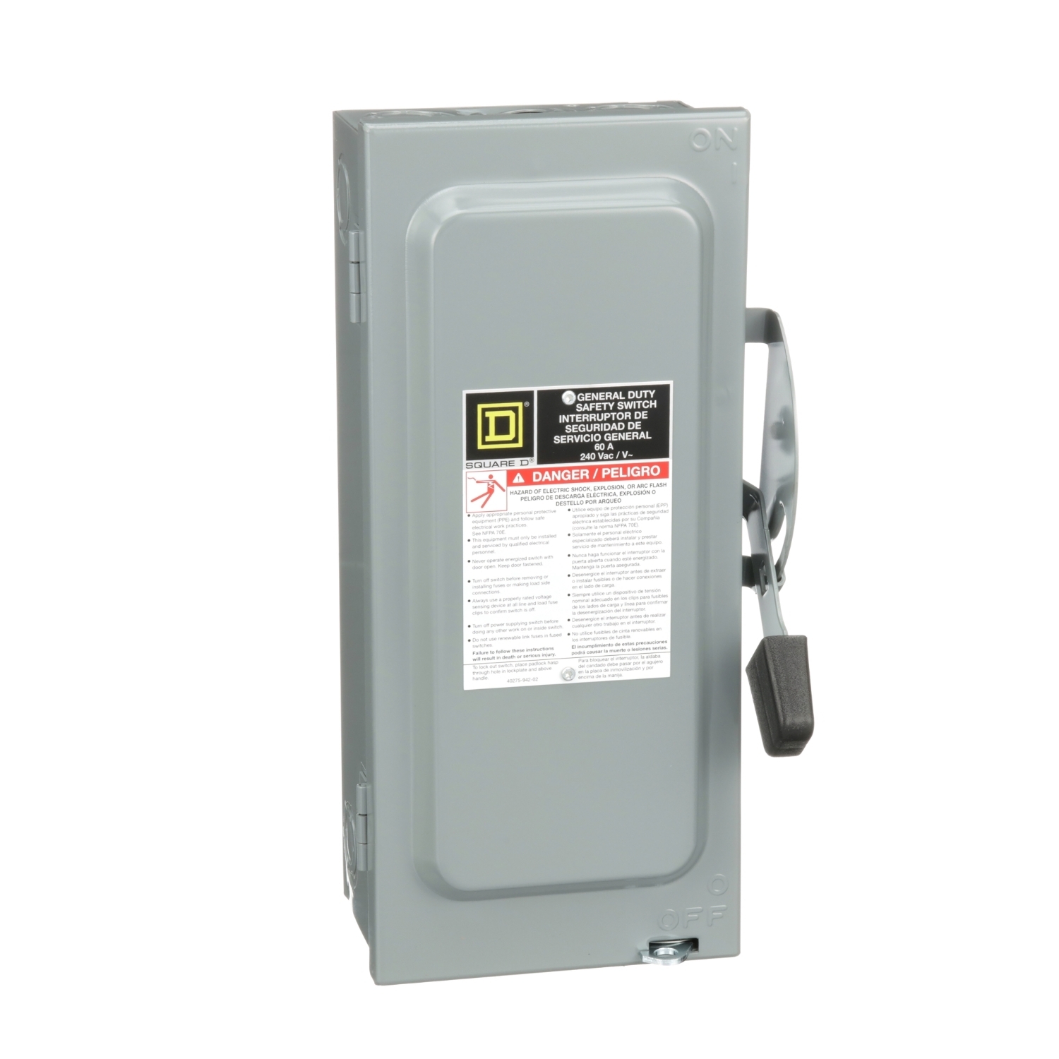 Safety switch, general duty, fusible, 3 pole, 4 wire, 240VAC, 60A, Type 1, with neutral
