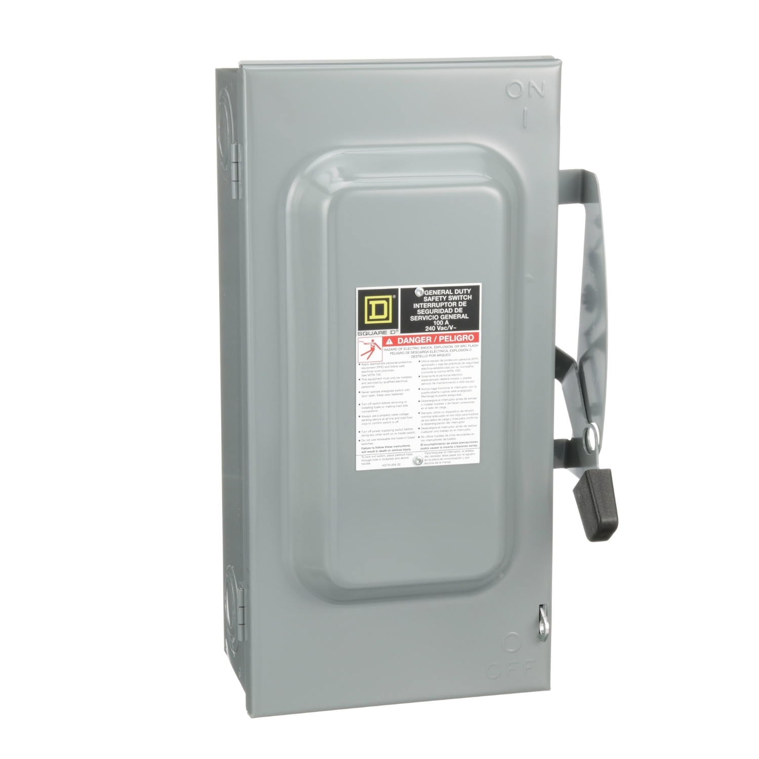 Safety switch, general duty, fusible, 3 pole, 4 wire, 240VAC, 100A, Type 1, with neutral