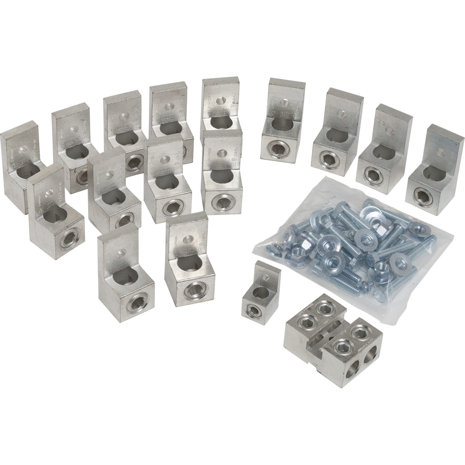 Low voltage transformer accessory, mechanical lug kit, 1000A, 600kcmil to 2 AWG, 15 lugs