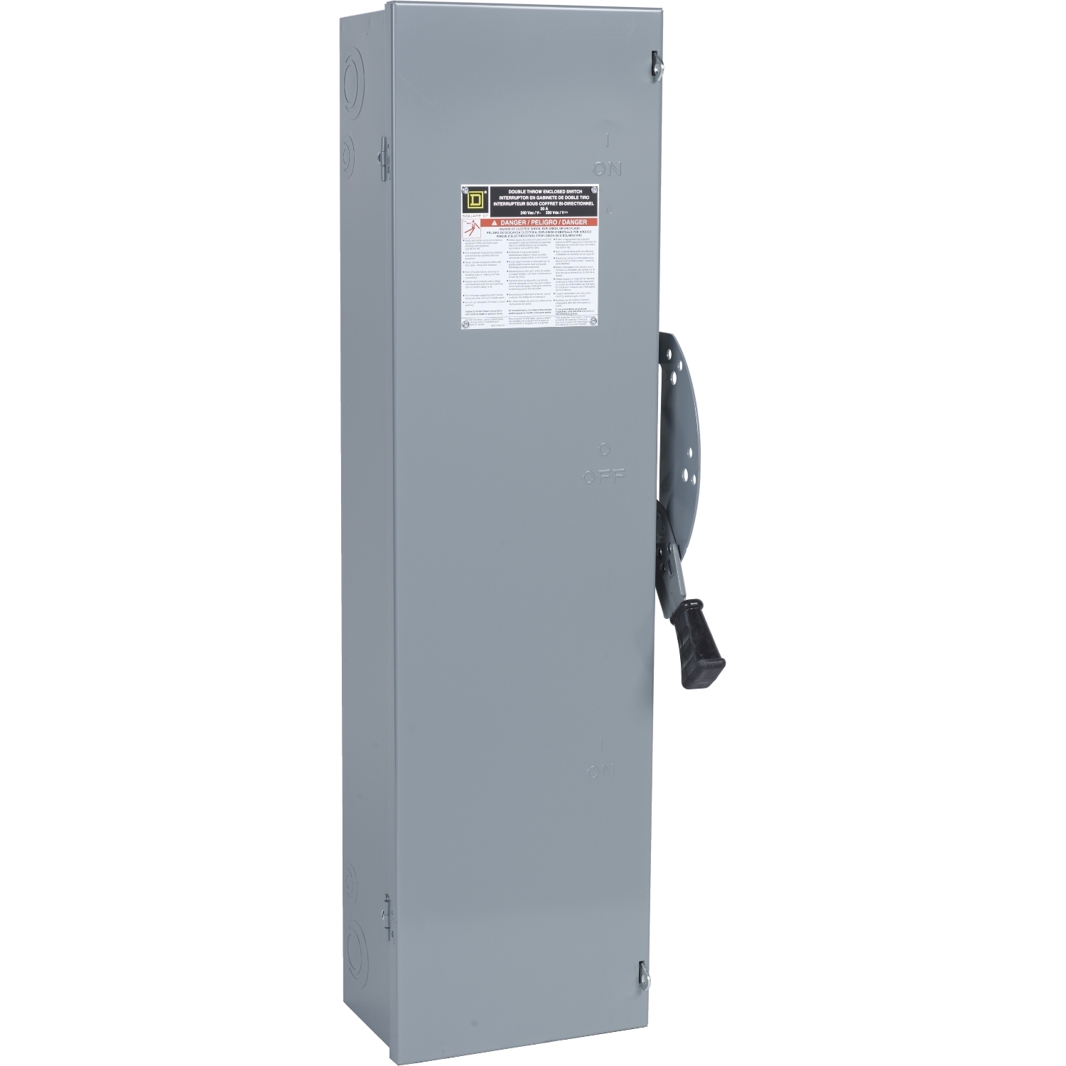 Safety switch, double throw, fusible, 3 pole, 3 wire, 240VAC, 250VDC, 60A, Type 1