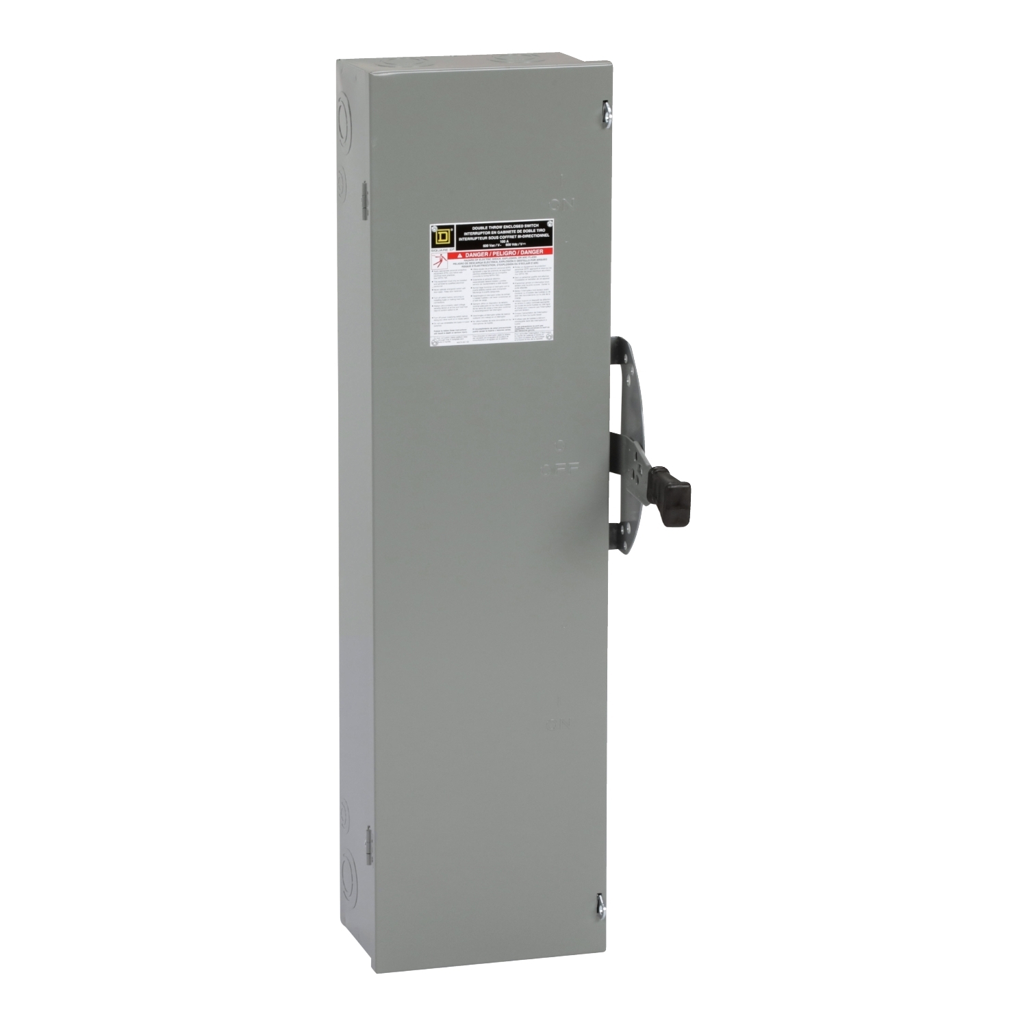 Safety switch, double throw, fusible, 3 pole, 3 wire, 600VAC, 600VDC, 100A, Type 1