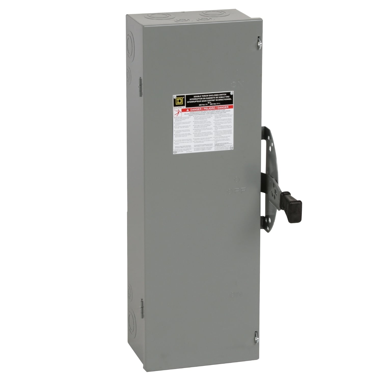 Safety switch, double throw, non fusible, 3 pole, 3 wire, 600VAC, 600VDC, 60A, Type 1