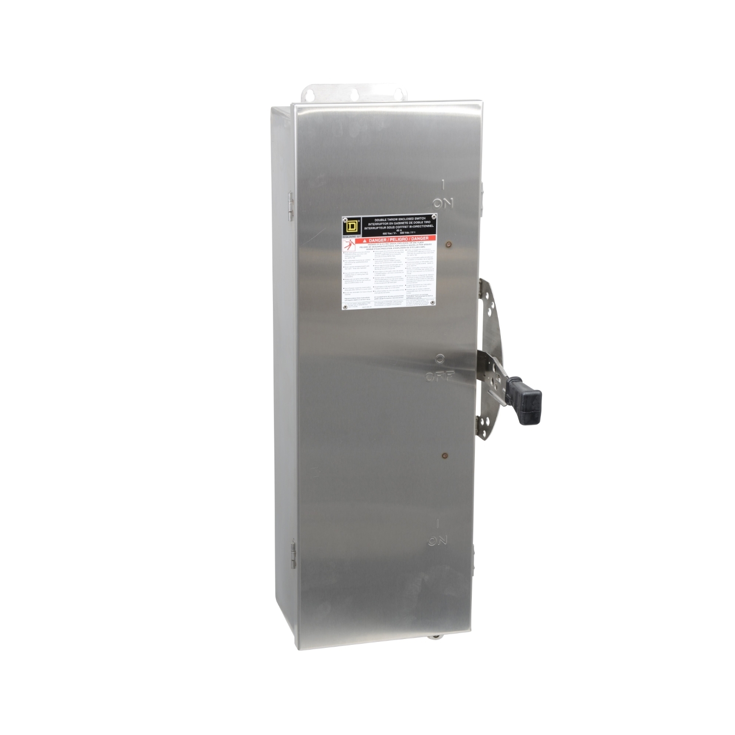 Safety switch, double throw, non fusible, 3 pole, 3 wire, 600VAC, 600VDC, 60A, Type 4/4X/5, 304 stainless steel
