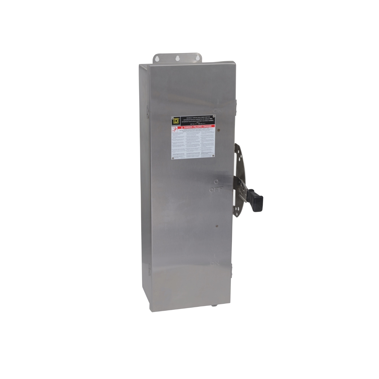 Safety switch, double throw, non fusible, 3 pole, 3 wire, 600VAC, 600VDC, 100A, Type 4/4X/5, 304 stainless steel