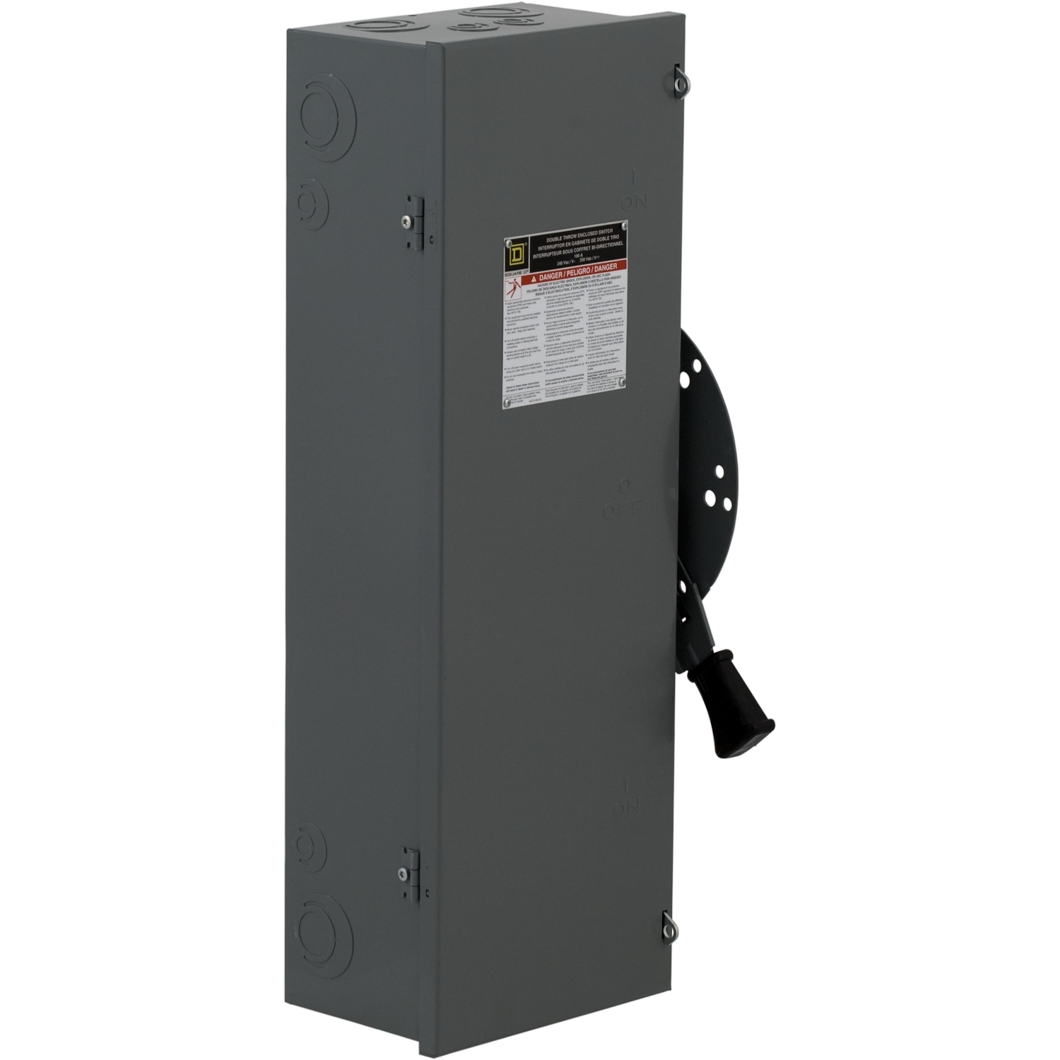 Safety switch, double throw, non fusible, 4 pole, 4 wire, 600VAC, 600VDC, 60A, Type 1