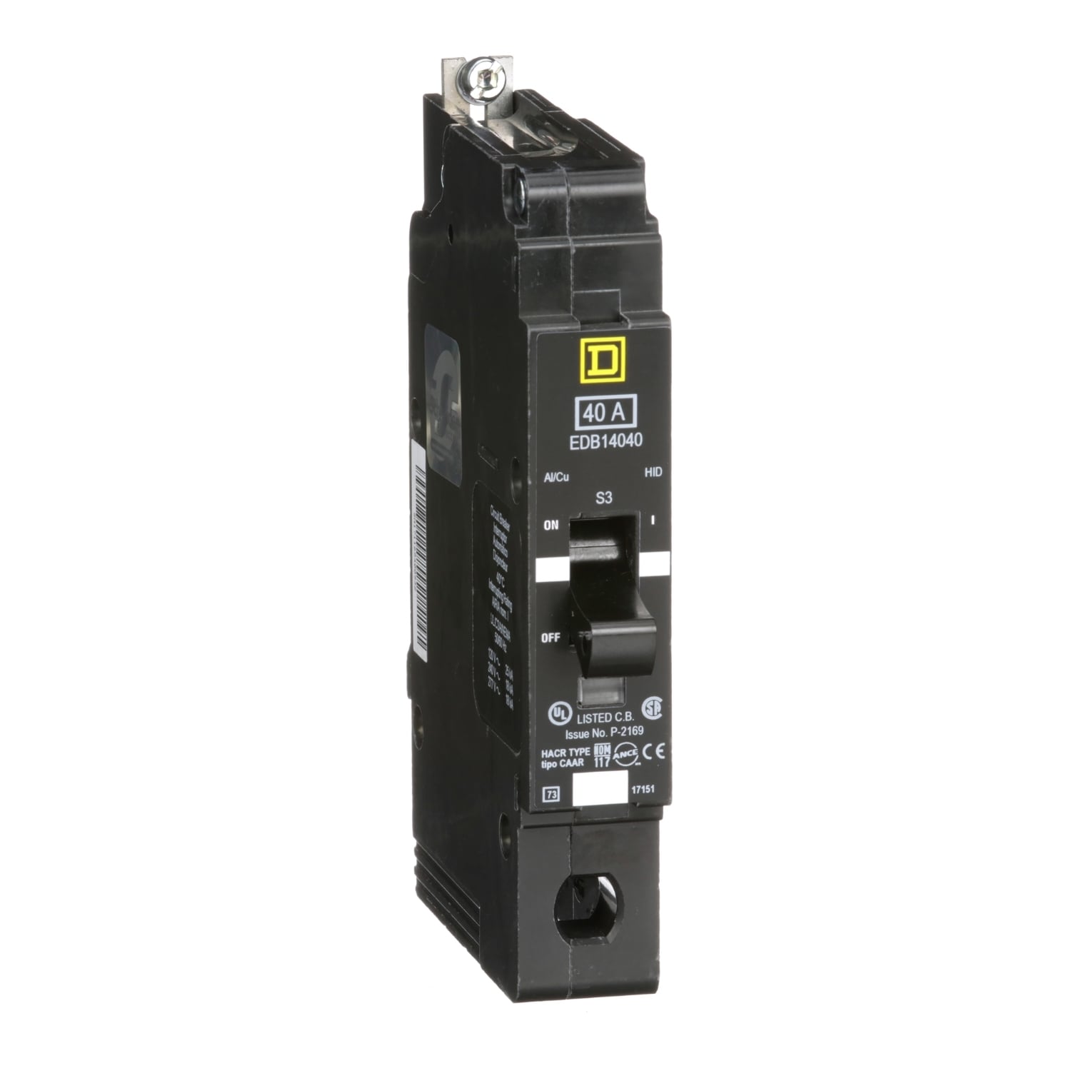 EDB14040 Miniature Circuit Breaker, 40 Amp, 1 Pole, 277V
