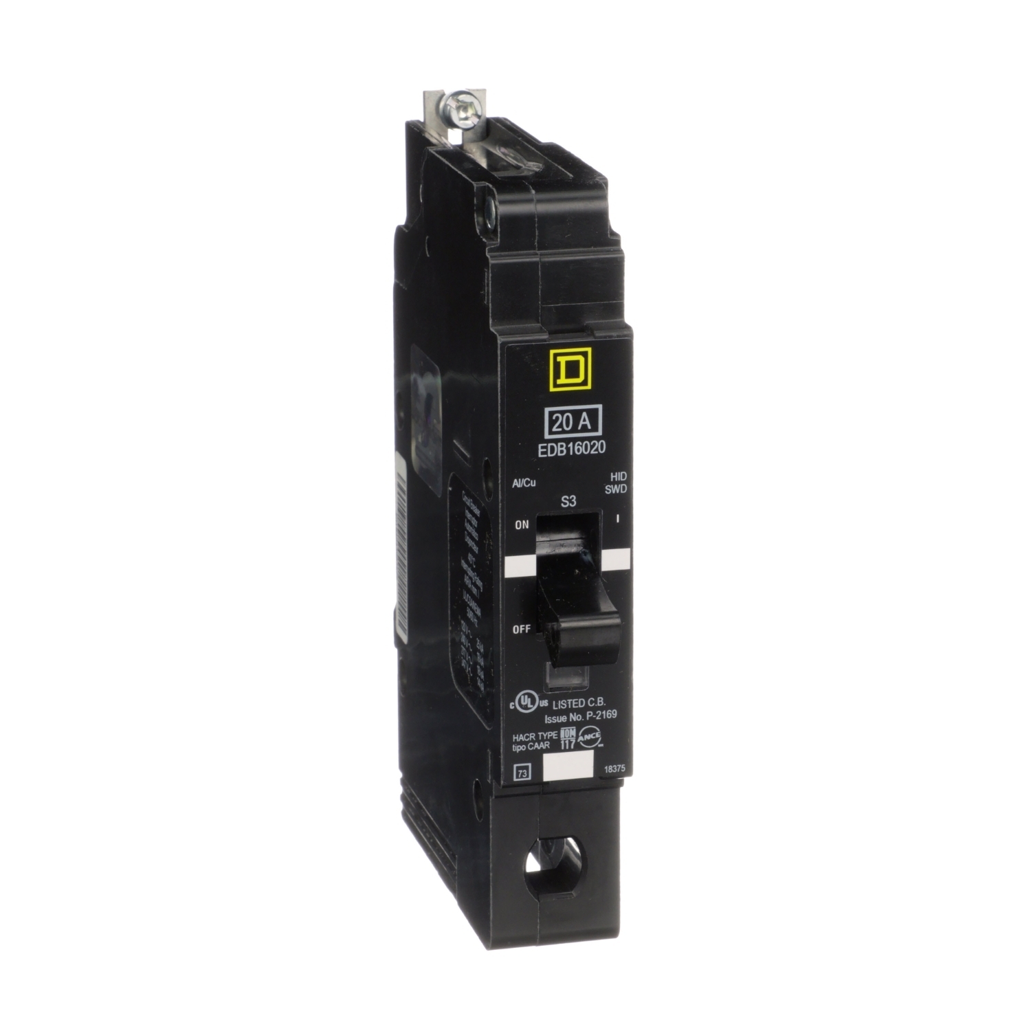 Mini circuit breaker, E-Frame, 20A, 1 pole, 600Y/347VAC, 25kA max, bolt on [TAA]