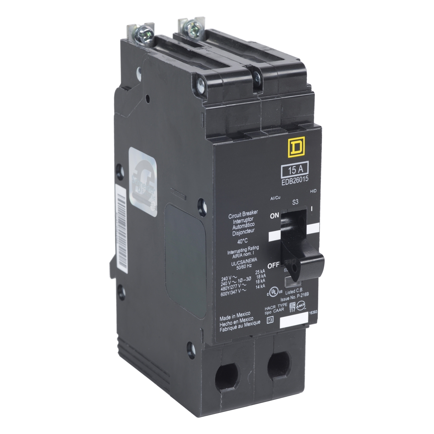 Mini circuit breaker, E-Frame, 30A, 2 pole, 600Y/347VAC, 25kA max, bolt on [TAA]