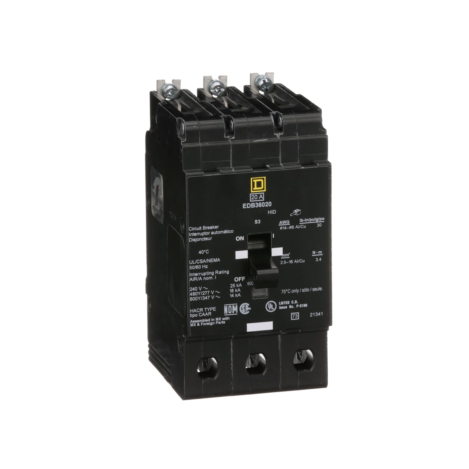 Mini circuit breaker, E-Frame, 80A, 3 pole, 600Y/347VAC, 25kA max, bolt on [TAA]