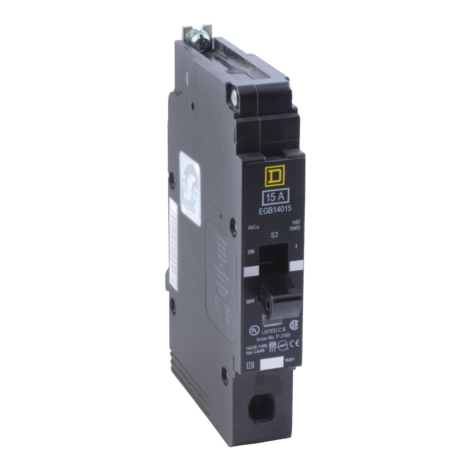 EGB14015 Miniature Circuit Breaker, 15 Amp, 1 Pole, 277V
