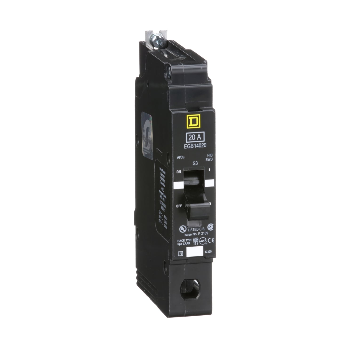 EGB14020 Miniature Circuit Breaker, 20 Amp, 1 Pole, 277V