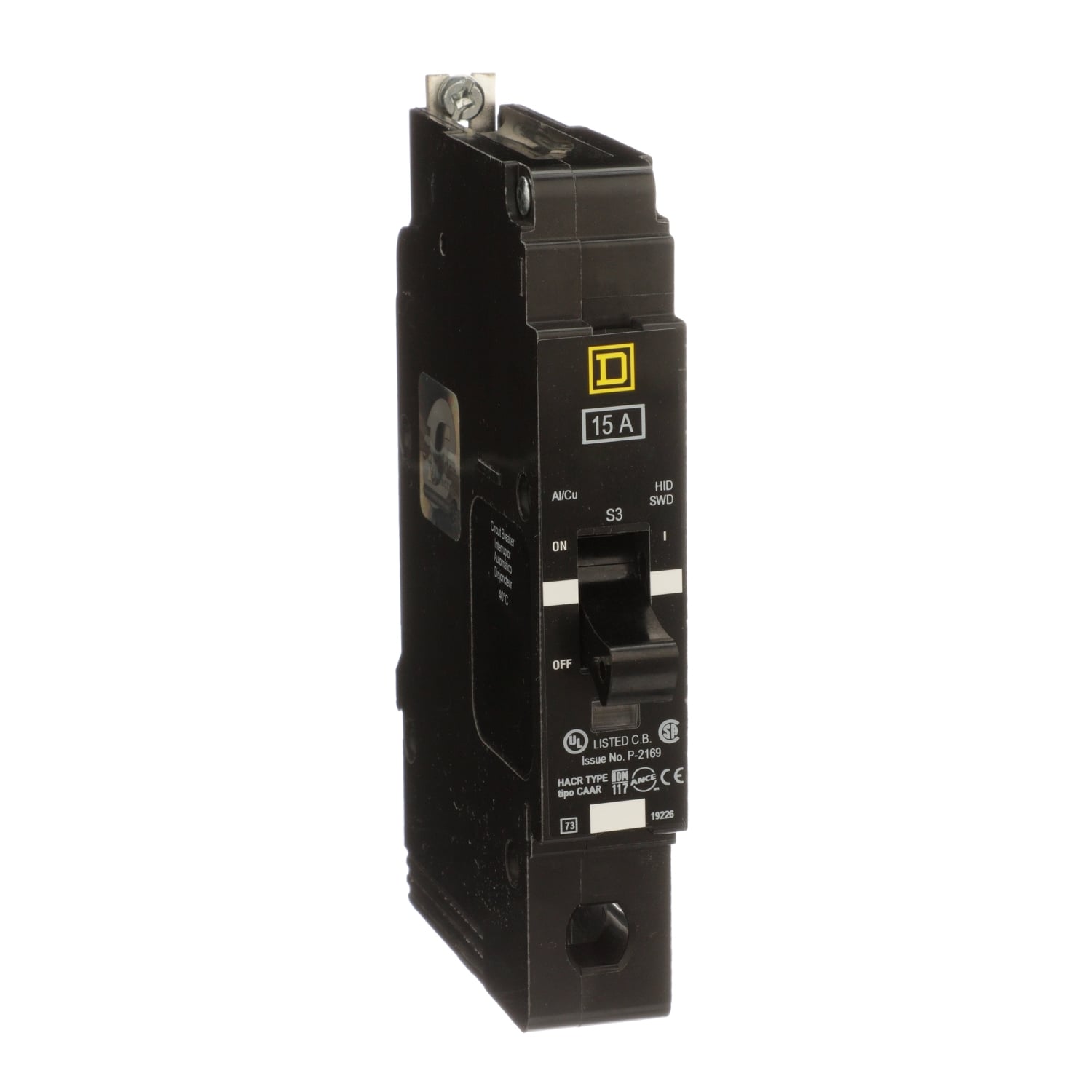 EJB14015 Miniature Circuit Breaker, 15 Amp, 1 Pole, 277V
