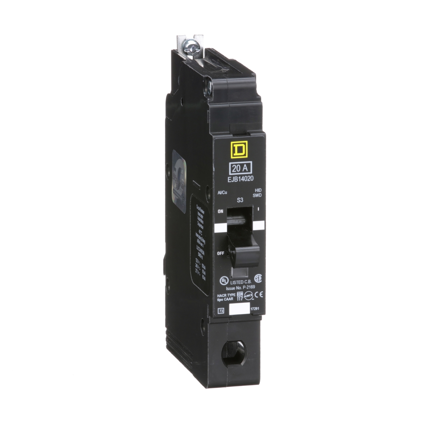 EJB14020 Miniature Circuit Breaker, 20 Amp, 1 Pole, 277V