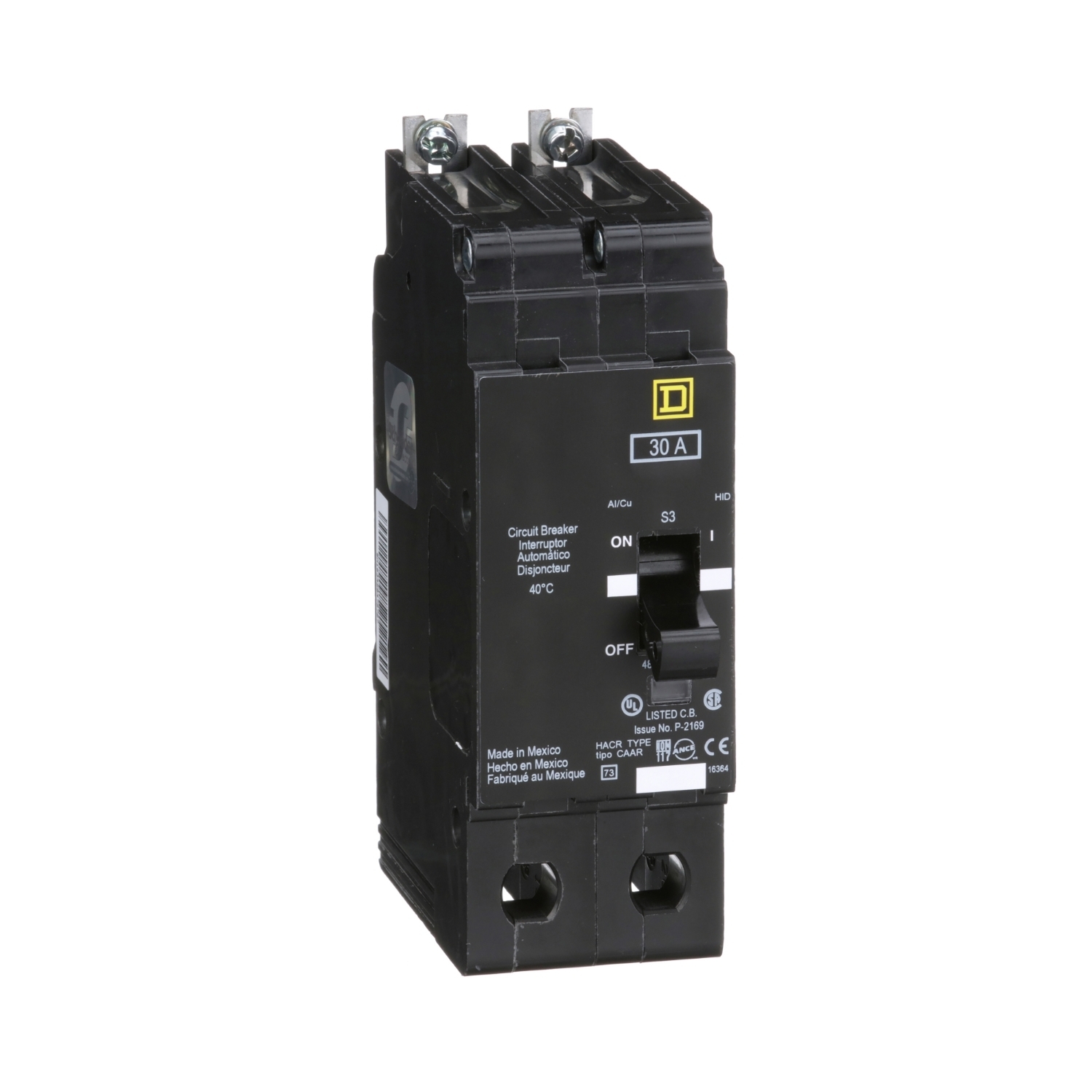 Mini circuit breaker, E-Frame, 30A, 2 pole, 480Y/277VAC, 100kA max, bolt on [TAA]