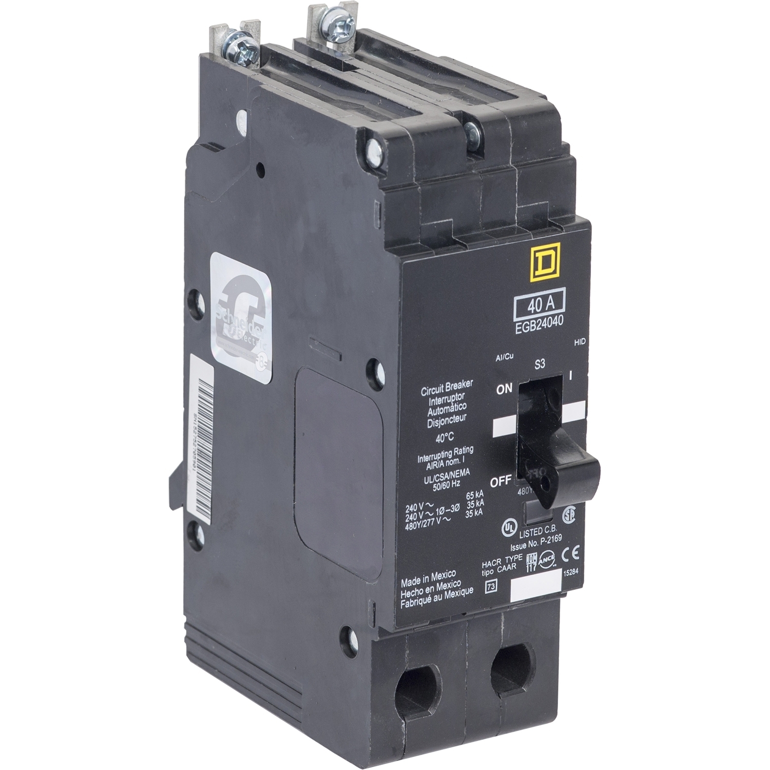 Mini circuit breaker, E-Frame, 70A, 2 pole, 480Y/277VAC, 100kA max, bolt on [TAA]