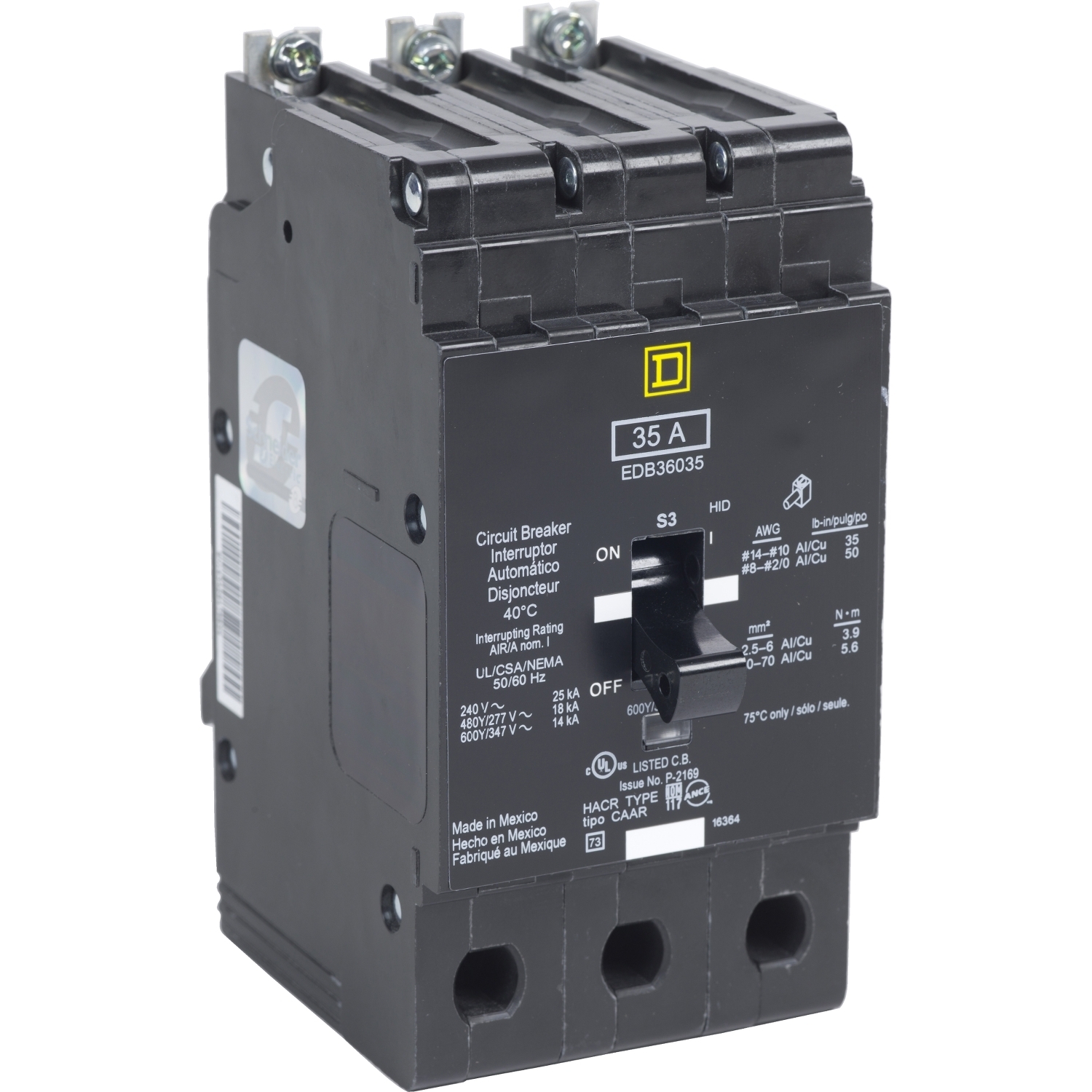 Mini circuit breaker, E-Frame, 80A, 3 pole, 600Y/347VAC, 100kA max, bolt on [TAA]