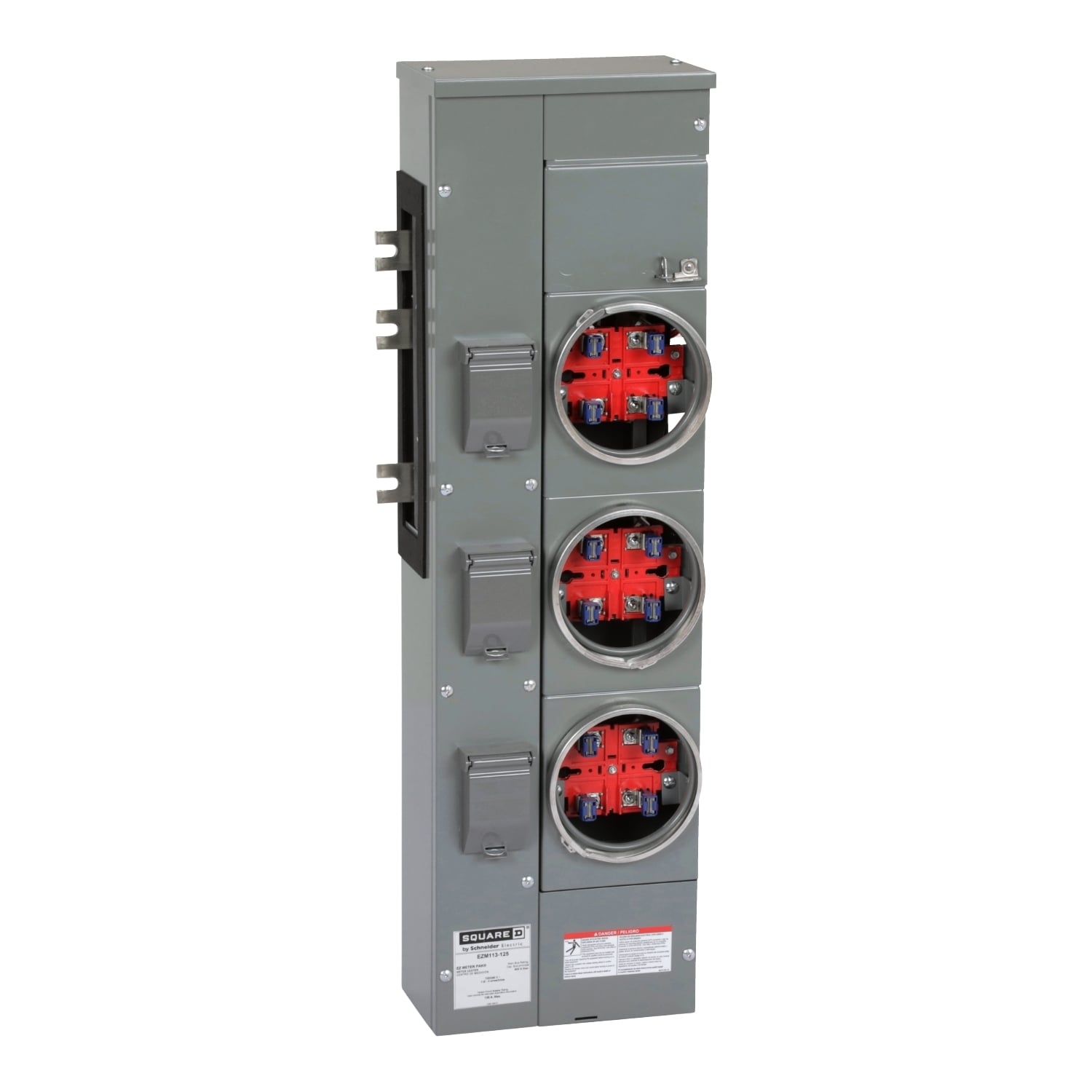 EZM113125 EZ Meter Pak Meter Center Branch Unit, 125 Amp, 1 Phase, Ringed, No Bypass, 4 Jaw with no release, 3 Socket, 120/240V