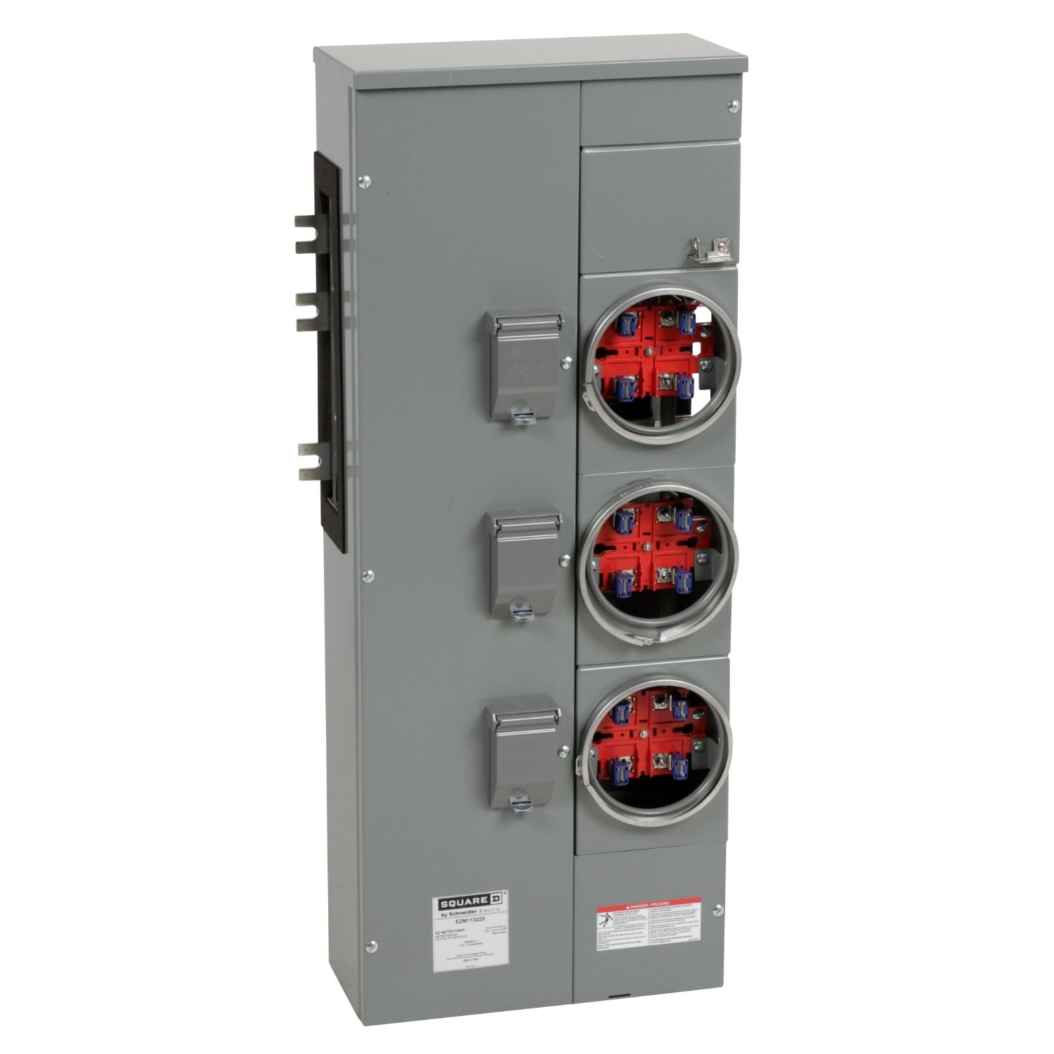 EZM113225 Branch Unit, EZ Meter Pak, 225 Amp, 3 Socket, 120/240V, No Bypass, Ringed, Aluminum Busbar
