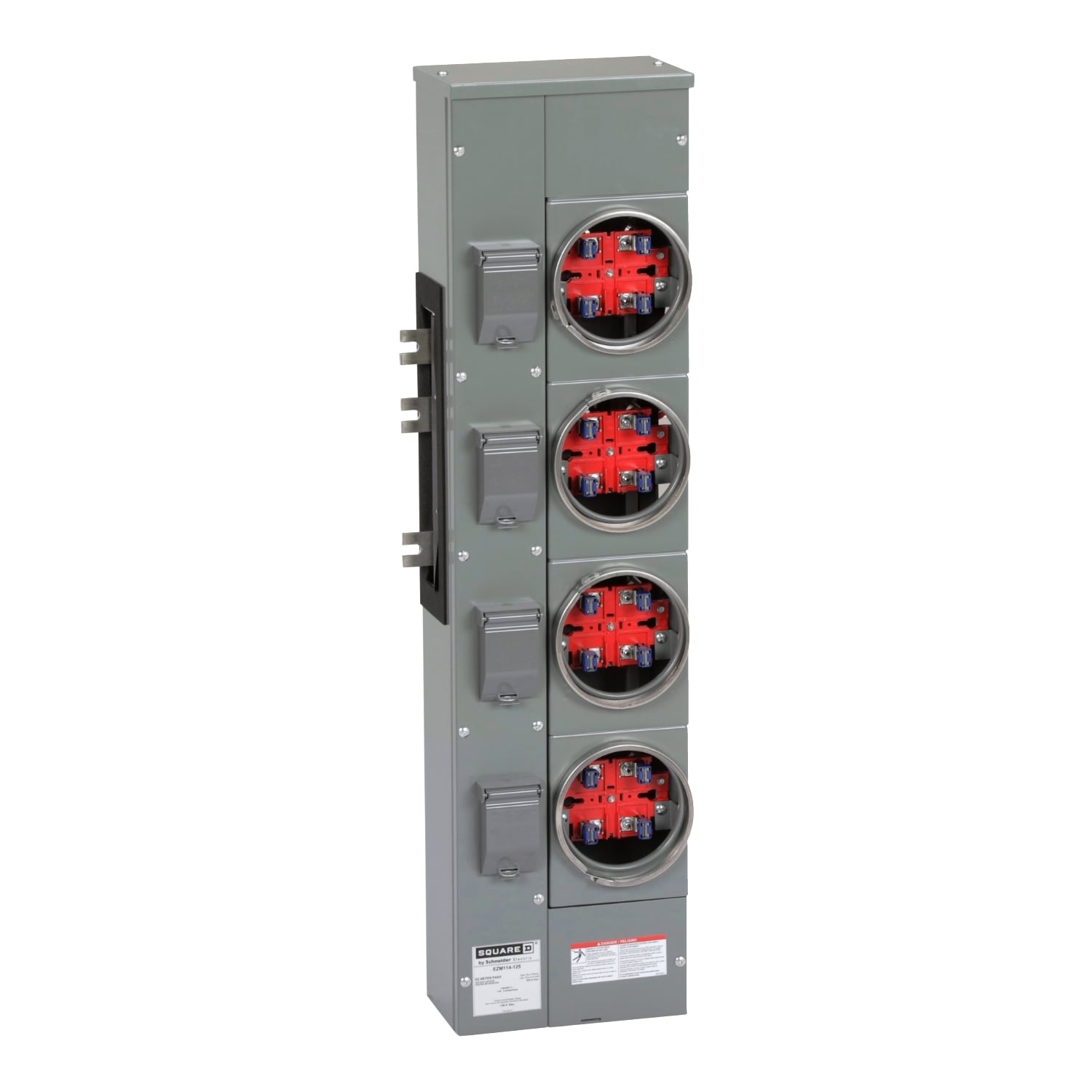 EZM114125 Branch Unit, EZ Meter Pak, 125 Amp, 4 Socket, 120/240V, No Bypass, Ringed, Aluminum Busbar