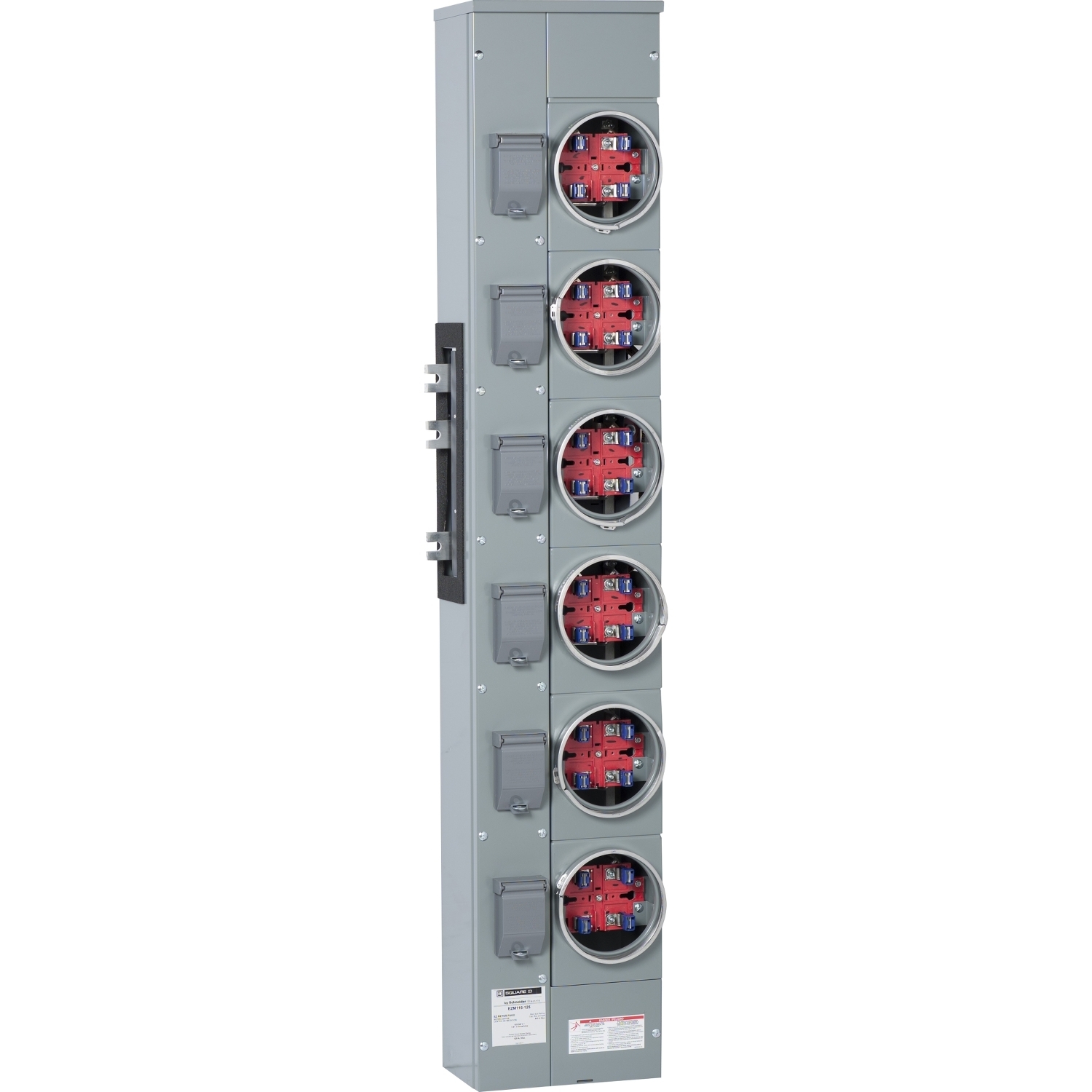 EZM116125X Branch Unit, EZ Meter Pak, 125 Amp, 6 Socket, 120/240V, No Bypass, Ringed, Aluminum and Copper Busbar