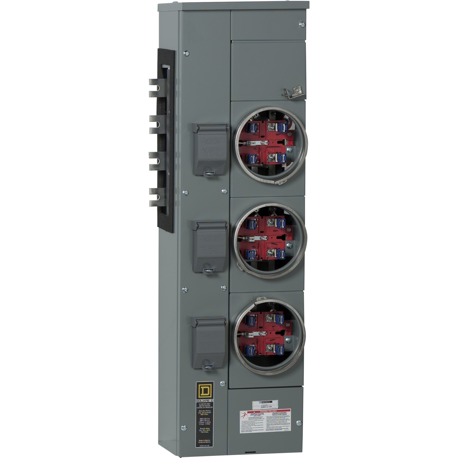 EZM313125C Meter EZM 3 Gang, 3 Phase, 125 Amp, Customer Cover