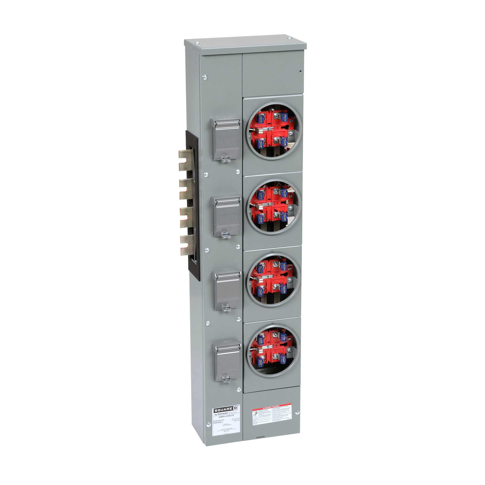 Branch unit, EZ Meter-Pak, 125A, 4 sockets, 208Y/120VAC, no bypass, ringed, 1200A Cu busbar