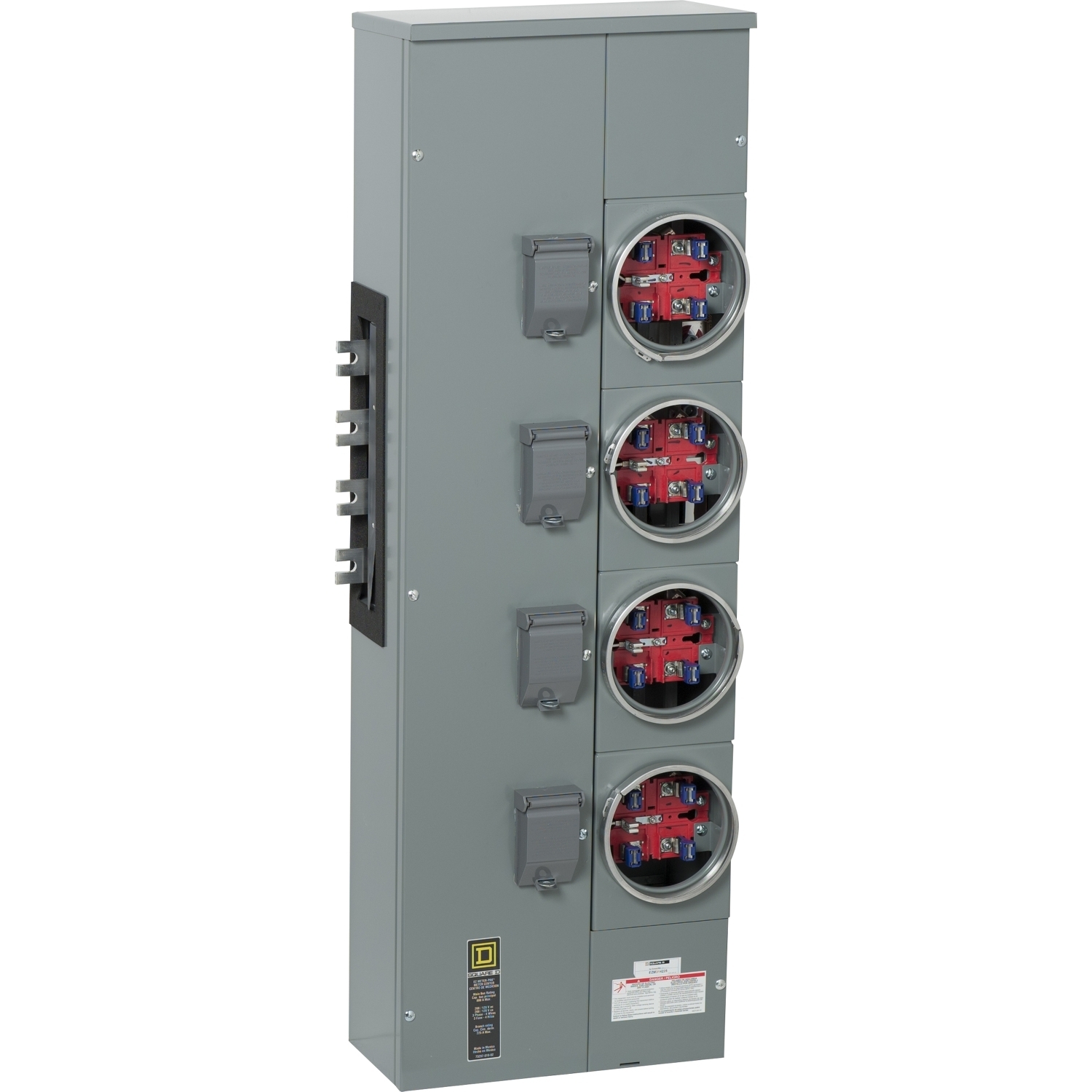 EZM314225X Branch Unit, EZ Meter Pak, 225 Amp, 4 Socket, 208Y/120V, No Bypass, Ringed, Aluminum and Copper Busbar
