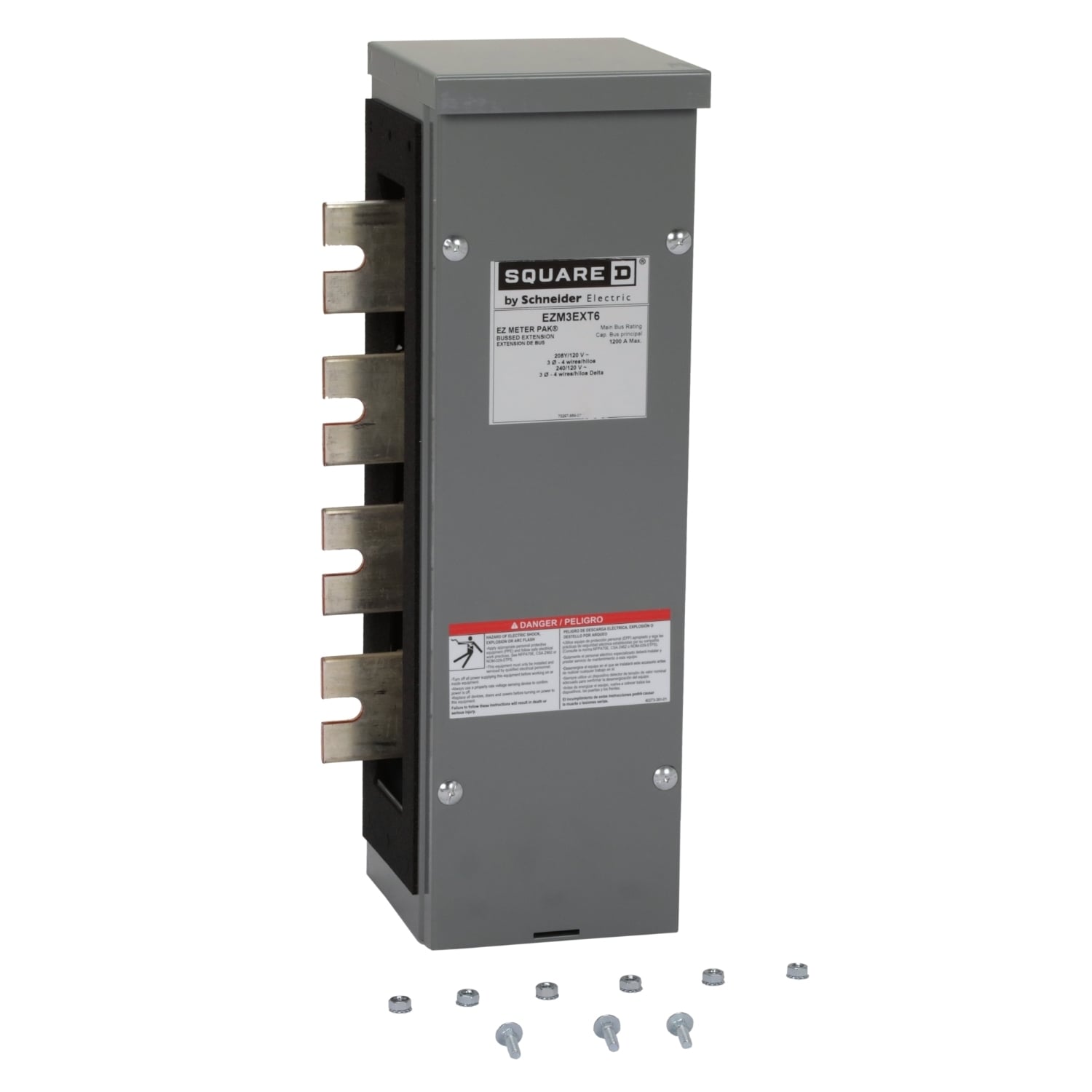 EZM3EXT6 Meter Accessory, EZ Meter Pak, Bus Extension 1200 Amp, Indoor/Outdoor, 3 Phase, 4 Wire, Copper, 6 inch