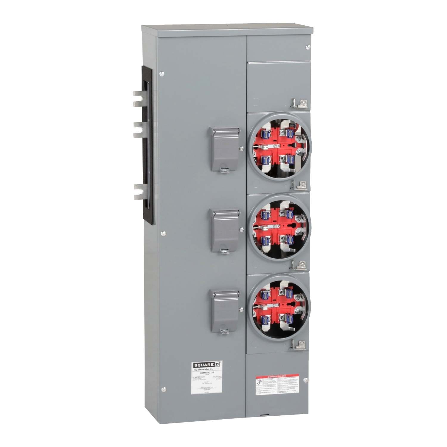 EZMH113225 Branch Unit, EZ Meter Pak, 225 Amp, 3 Socket, 120/240V, Horn Bypass, Ringless, Aluminum Busbar