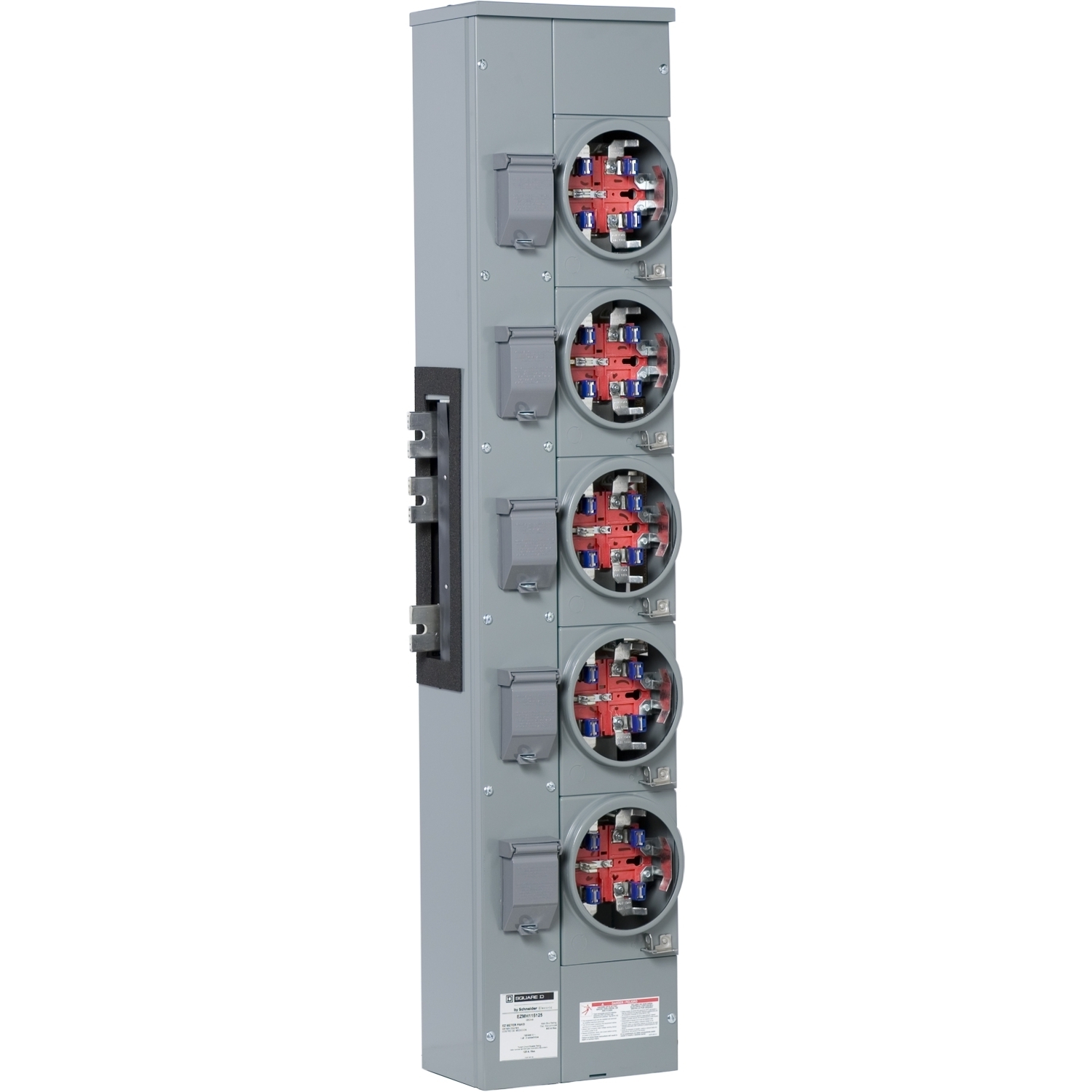 EZMH115125X Branch Unit, EZ Meter Pak, 125 Amp, 5 Socket, 120/240V, Horn Bypass, Ringless, Aluminum and Copper Busbar