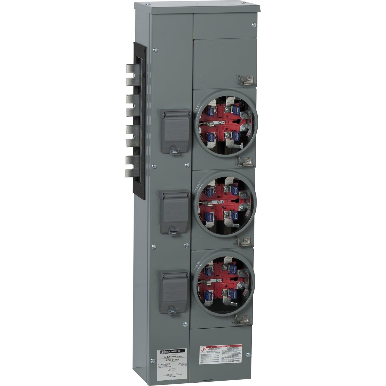 EZMH313125X Branch Unit, EZ Meter Pak, 125 Amp, 3 Socket, 208Y/120V, Horn Bypass, Ringless, Aluminum and Copper Busbar