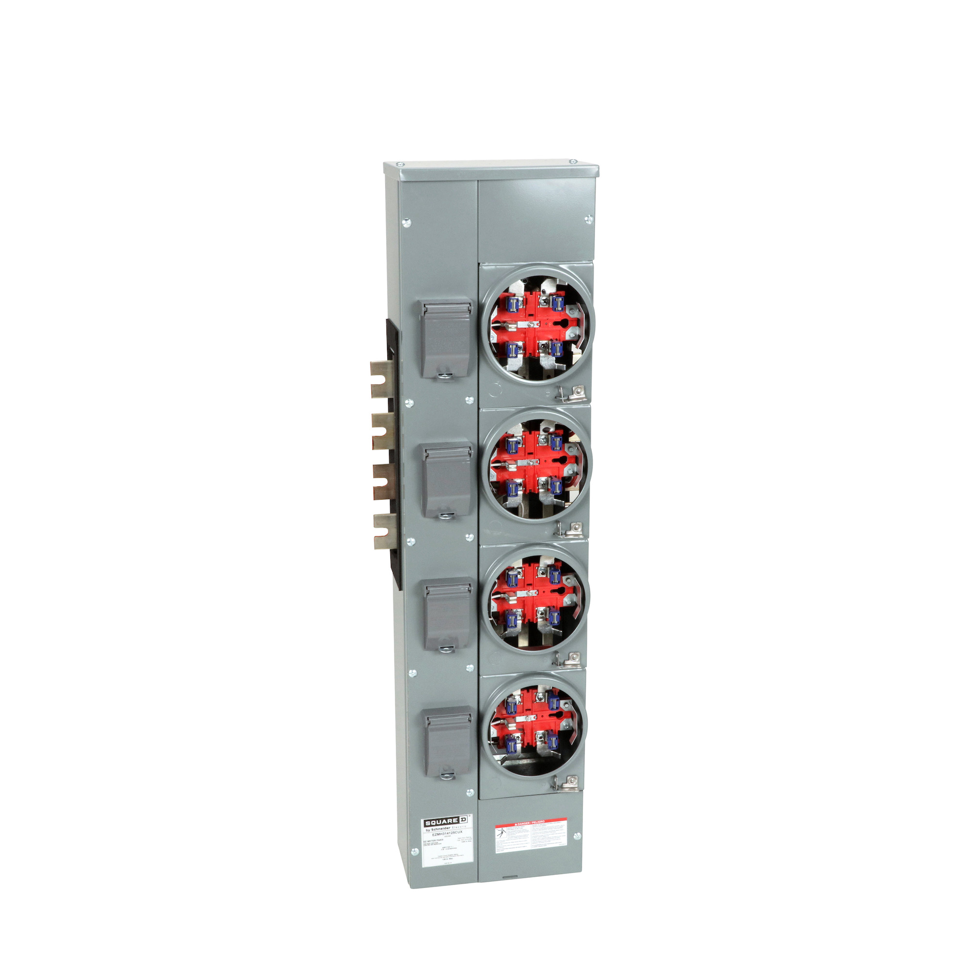 Branch unit, EZ Meter-Pak, 125A, 4 sockets, 208Y/120VAC, horn bypass, ringless, 1200A Cu busbar