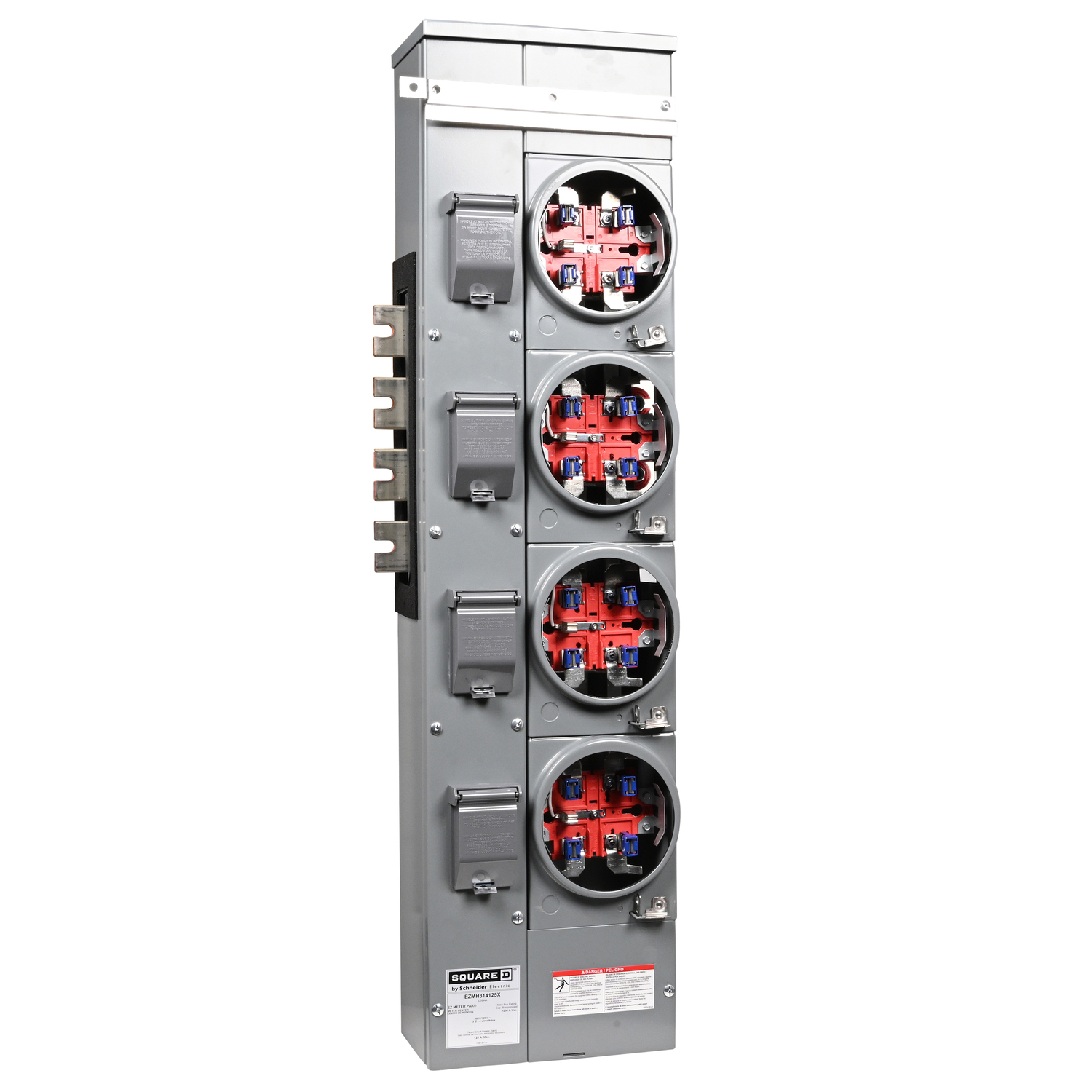 EZMH314125X Branch Unit, EZ Meter Pak, 125 Amp, 4 Socket, 208Y/120V, Horn Bypass, Ringless, Aluminum and Copper Busbar