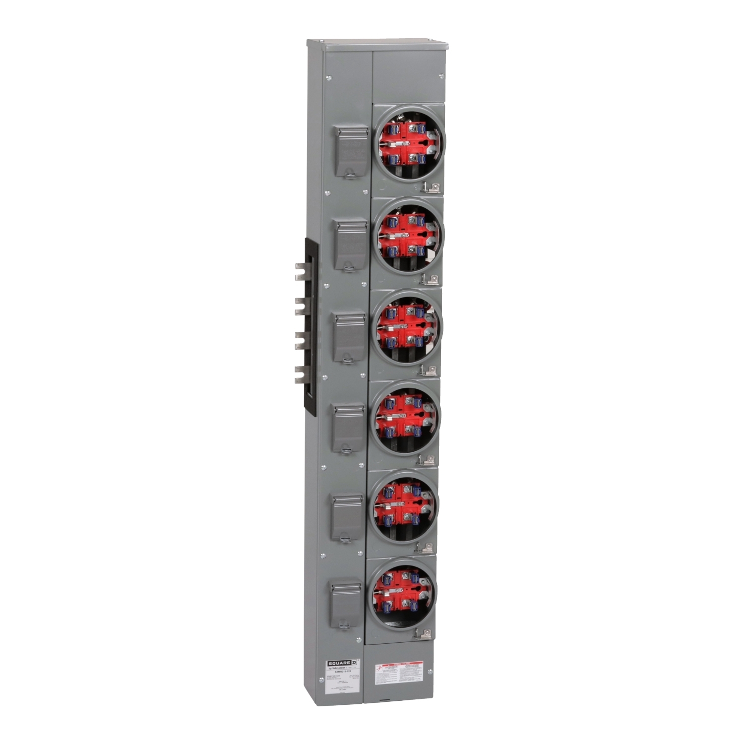Branch unit, EZ Meter-Pak, 125A, 6 x 5 jaw sockets, 208Y/120VAC, no bypass, ringless, 800A Al busbar