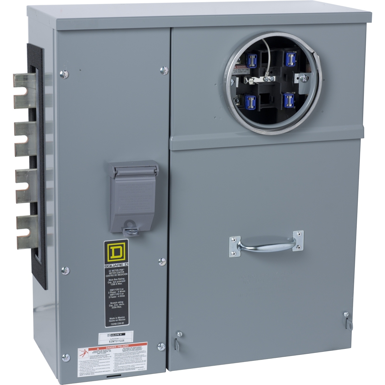 EZMT311225 Branch Unit, EZ Meter Pak, 225 Amp, 1 Socket, 208Y/120V, Test Block Bypass, Ringed