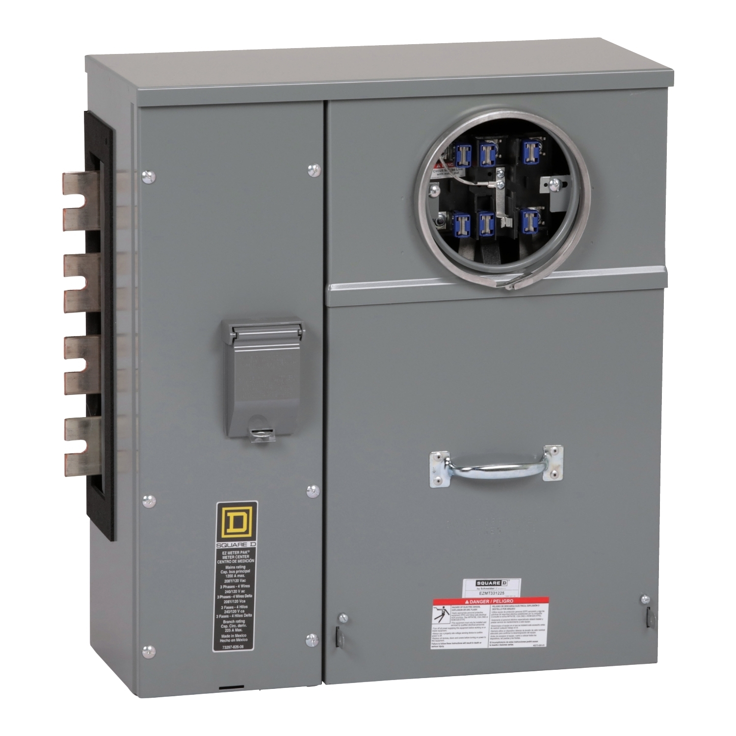 EZMT331225 Branch Unit, EZ Meter Pak, 225 Amp, 1 Socket, 208Y/120V, Test Block Bypass, Ringed