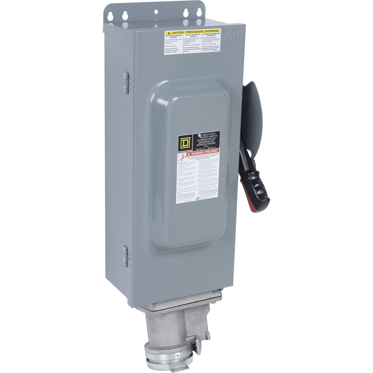 Safety switch, heavy duty, fusible, 100A, 600VAC/DC, 3 poles, 75HP, NEMA 12K, Crouse-Hinds Arktite