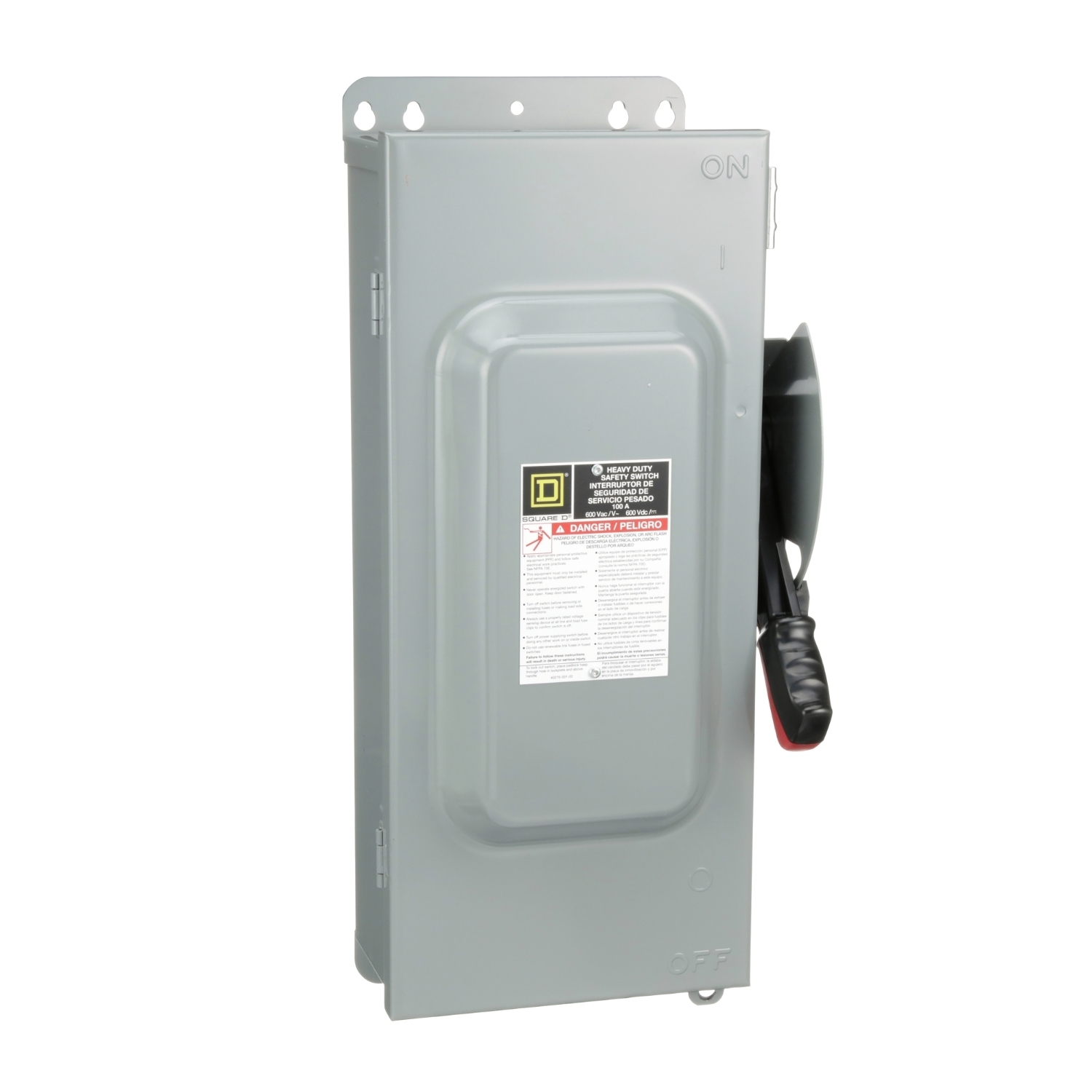 Safety switch, heavy duty, fusible, 100A, 3 wire, 3 pole, 100HP, 600V AC/DC, NEMA 12