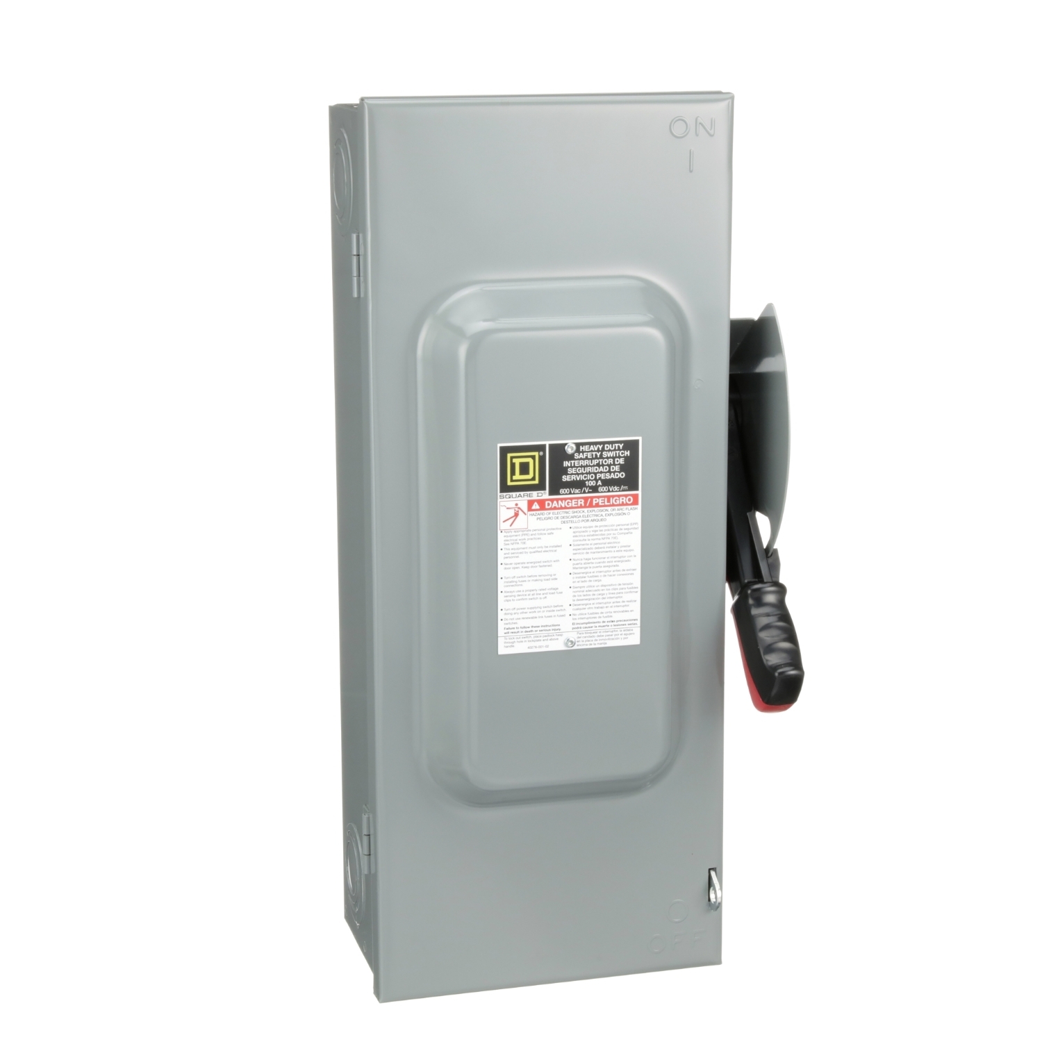 Safety switch, heavy duty, fusible, 100A, 4 wire, 3 pole, 1 neutral, 100hp, 600VAC/DC, NEMA 1