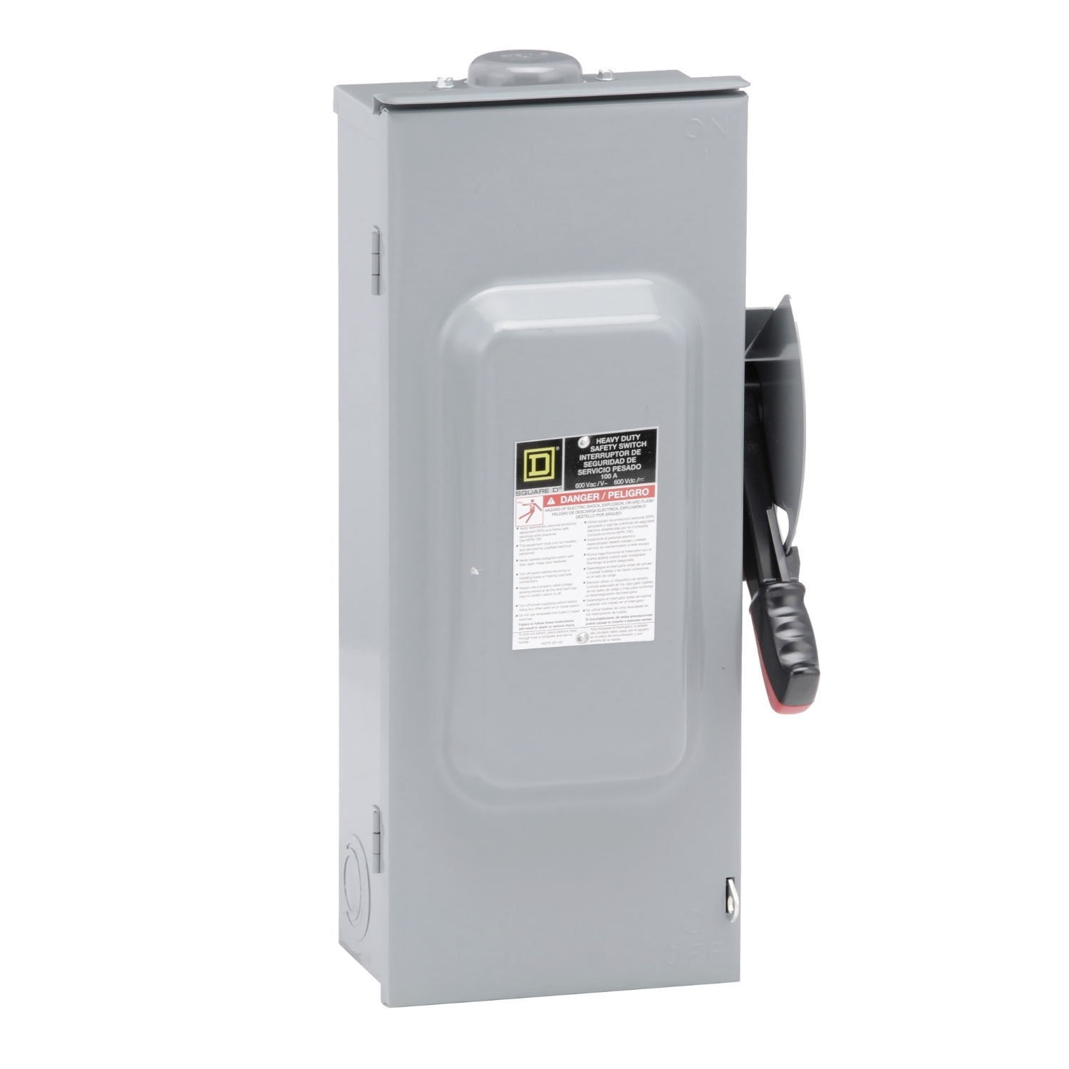 Safety switch, heavy duty, fusible, 100A, 4 wire, 3 pole, 1 neutral, 100hp, 600VAC/DC, NEMA 3R, bolt on hub provision