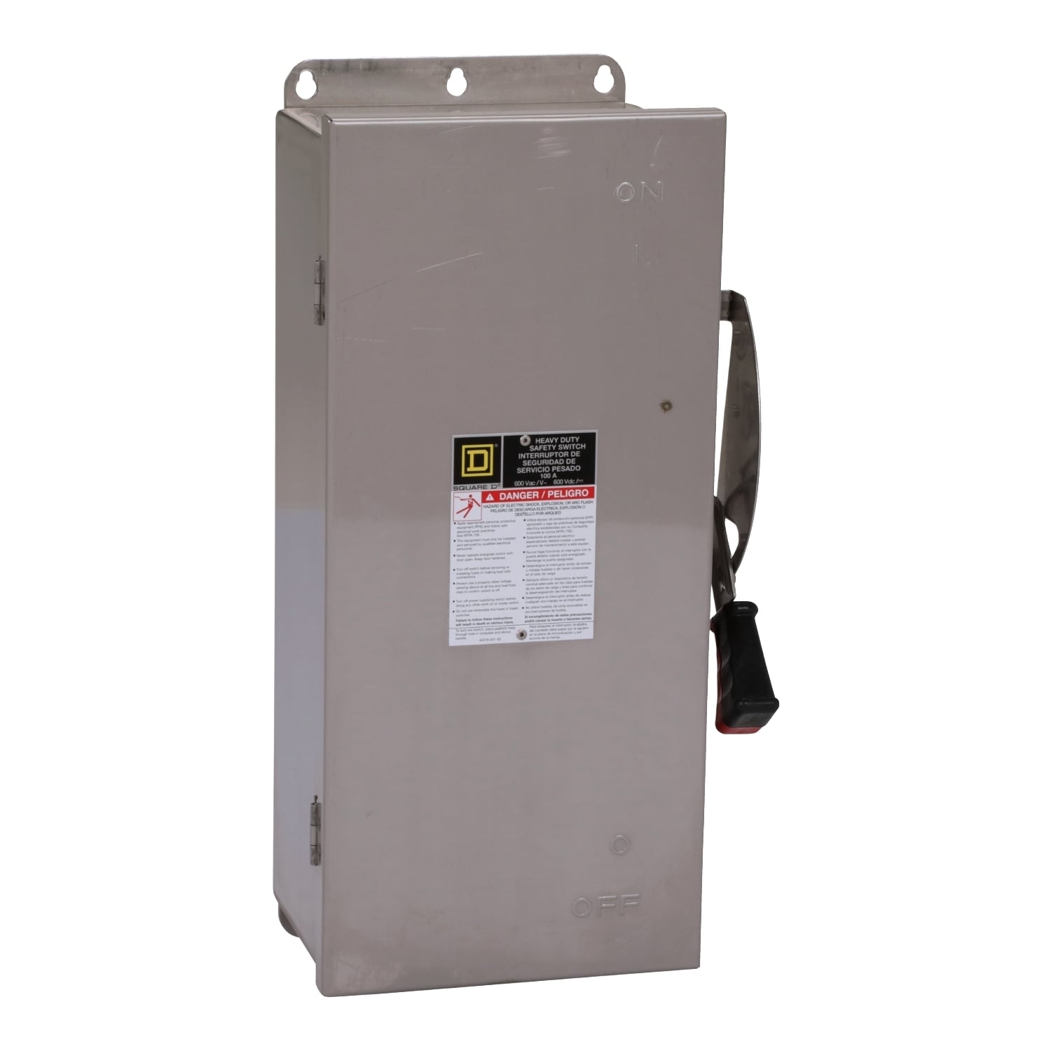 Safety switch, heavy duty, fusible, 100A, 3 pole, 100hp, 600VAC/600VDC, NEMA 4, 4X, 5, 316 stainless steel