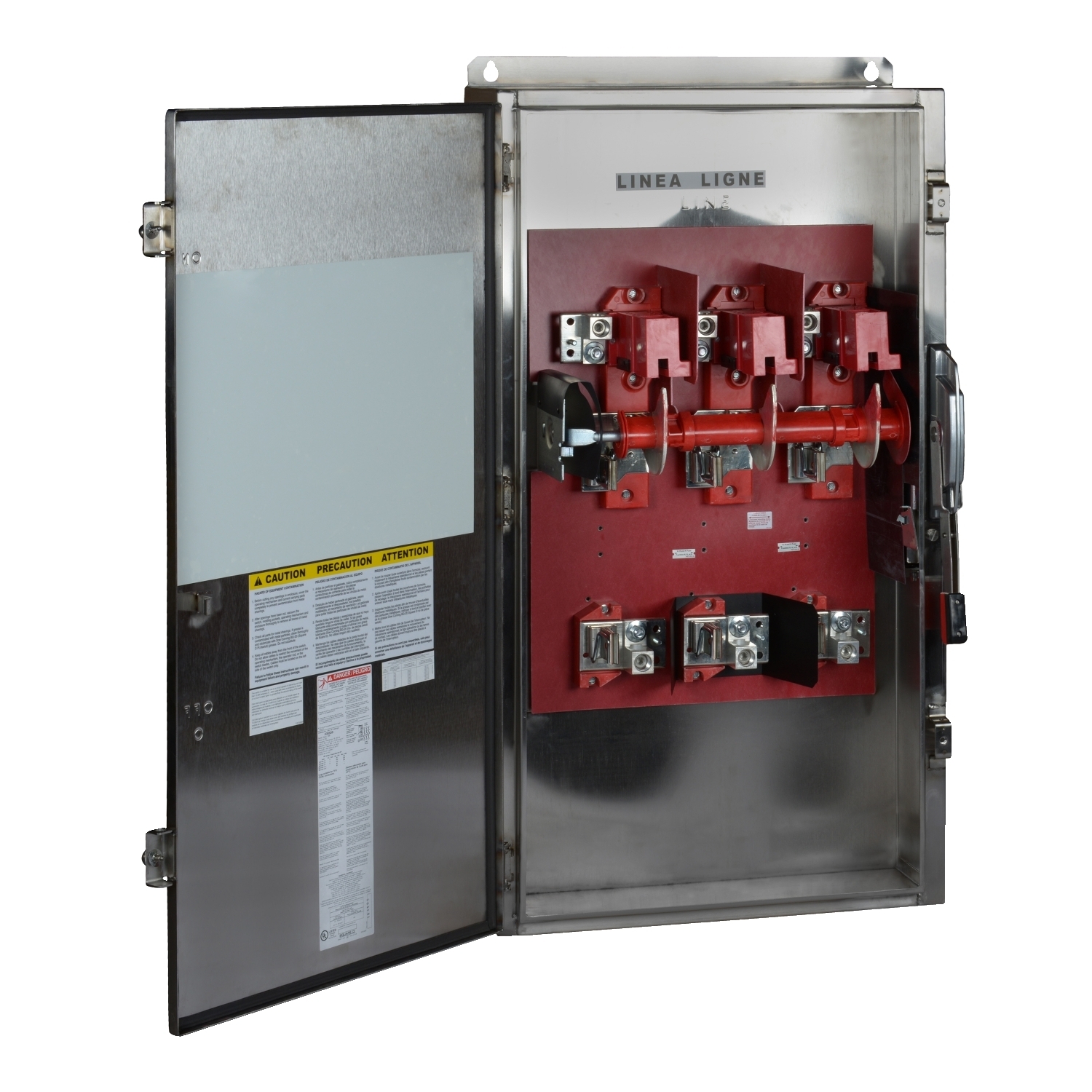 Safety switch, heavy duty, fusible, 400A, 3 pole, 250hp, 600VAC/DC, NEMA 4, 4X, 5, 304 steel