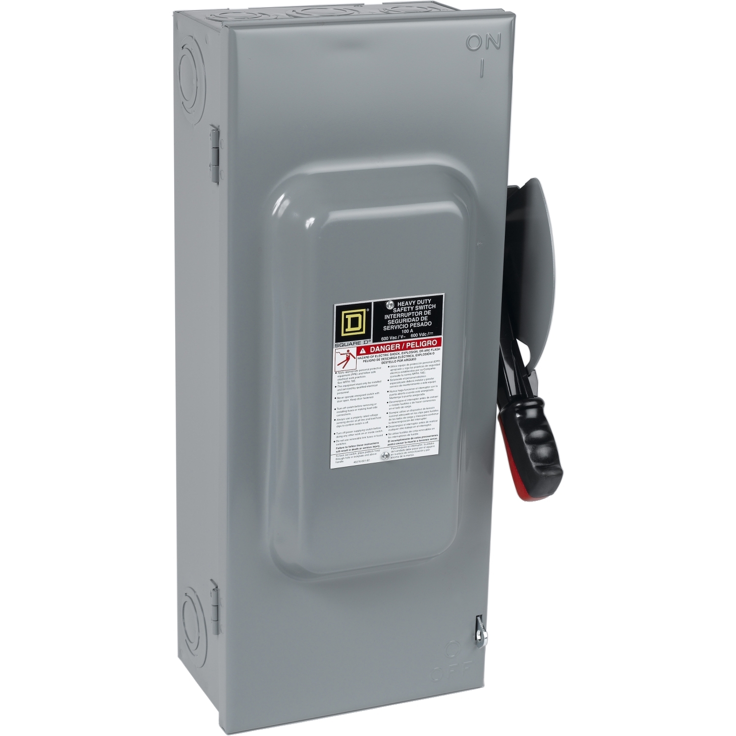Safety switch, heavy duty, fusible, 60A, 4 pole, 50hp, 600VAC/DC, NEMA 1