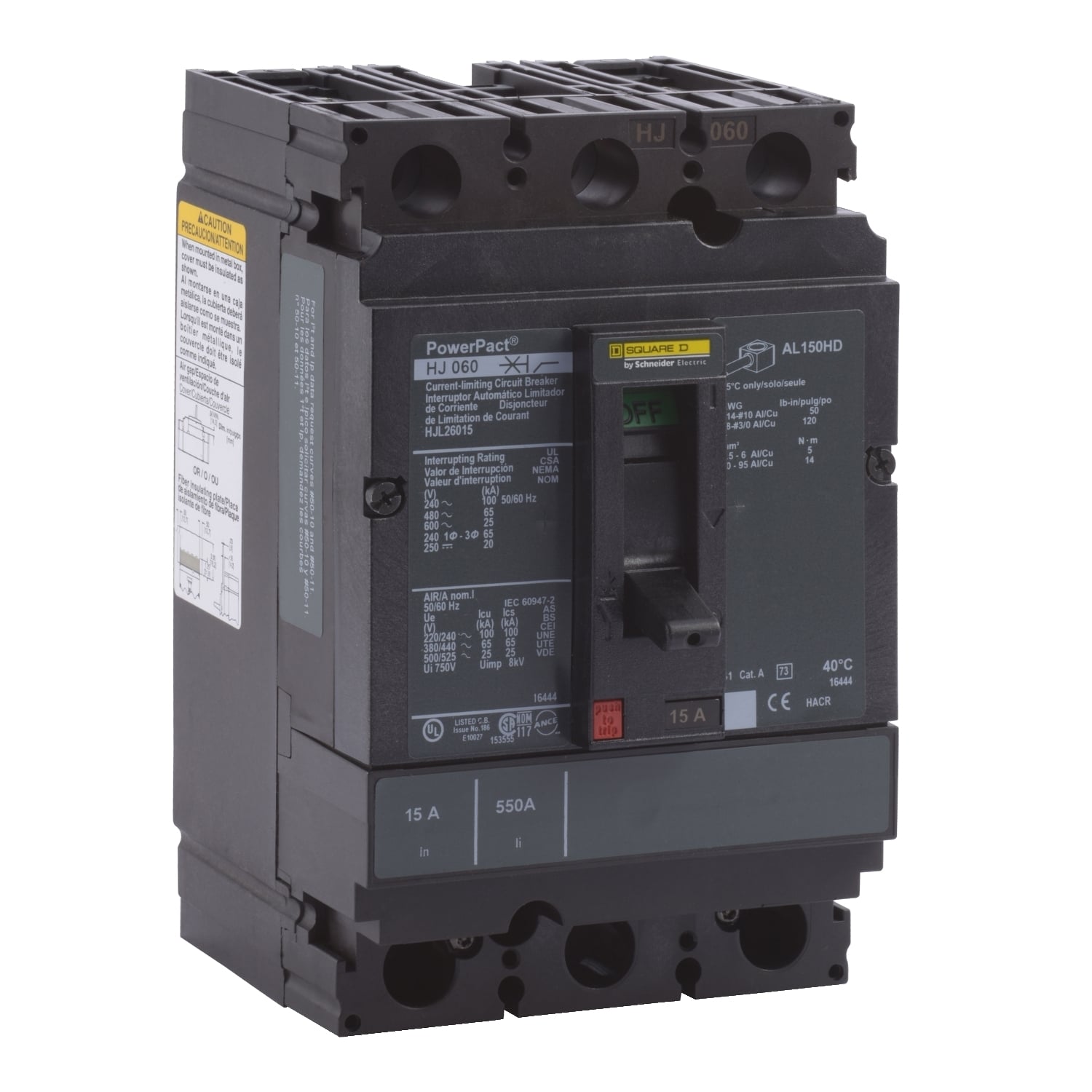 Circuit breaker, PowerPacT H, 60A, 2 pole, 600VAC, 25kA, lugs, thermal magnetic, 80%