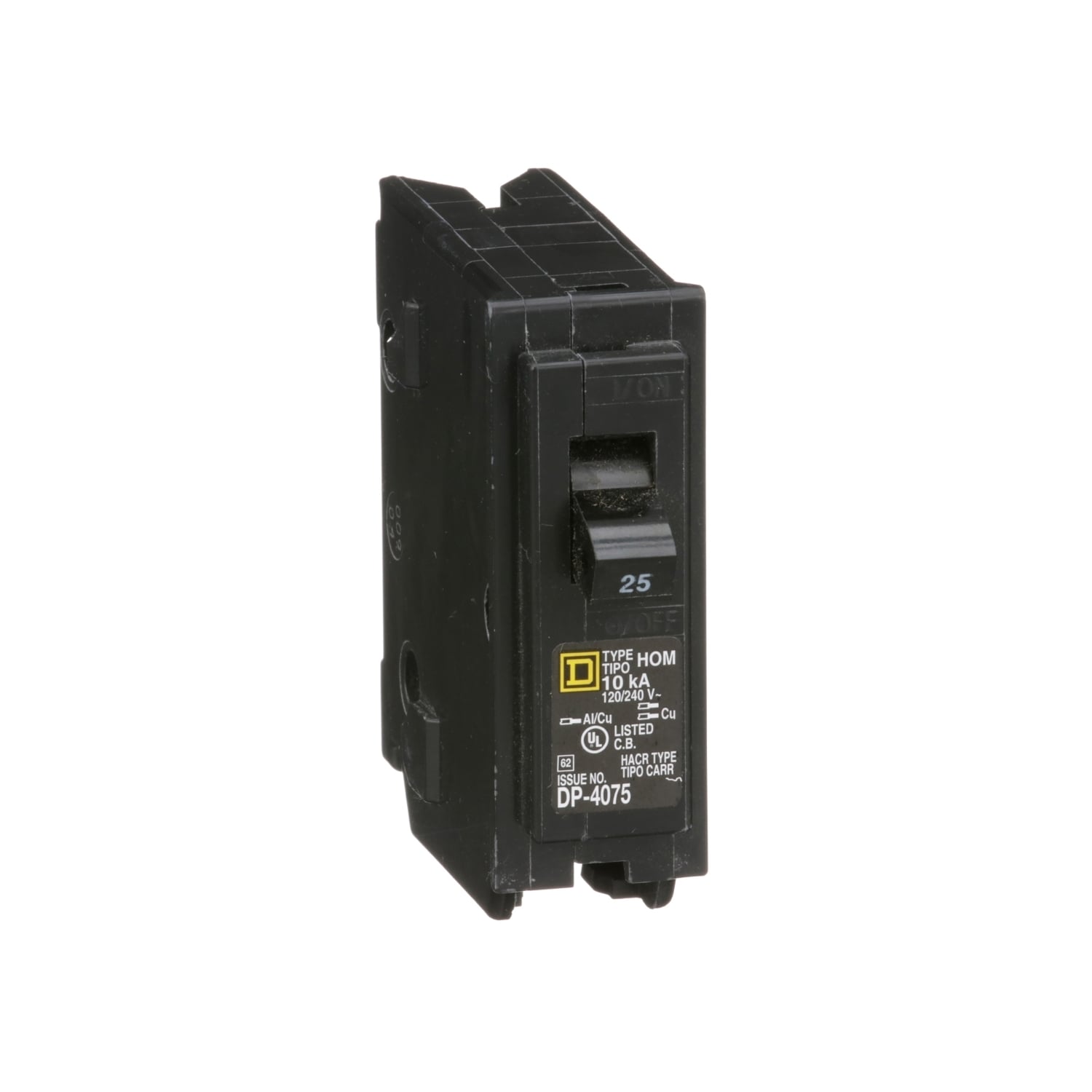 HOM125 Homeline Miniature Circuit Breaker, 25 Amp, 1 Pole, 120/240V