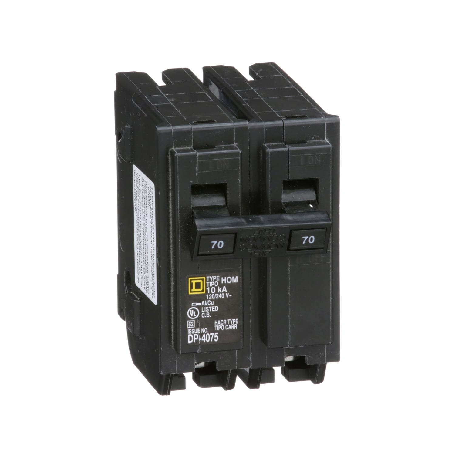 HOM270 Homeline Miniature Circuit Breaker, 70 Amp, 2 Pole, 120/240V