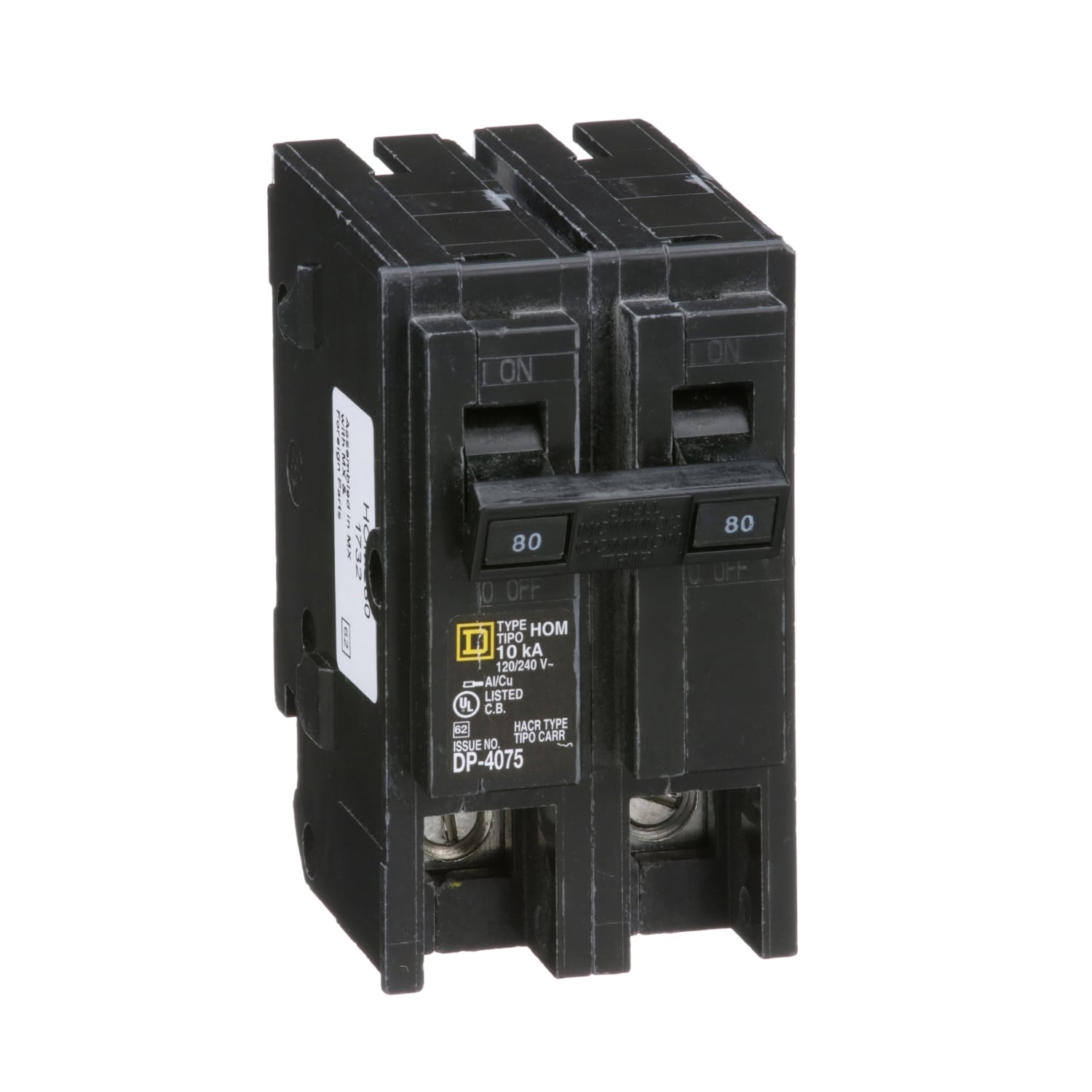 HOM280 Homeline Miniature Circuit Breaker, 80 Amp, 2 Pole, 120/240V