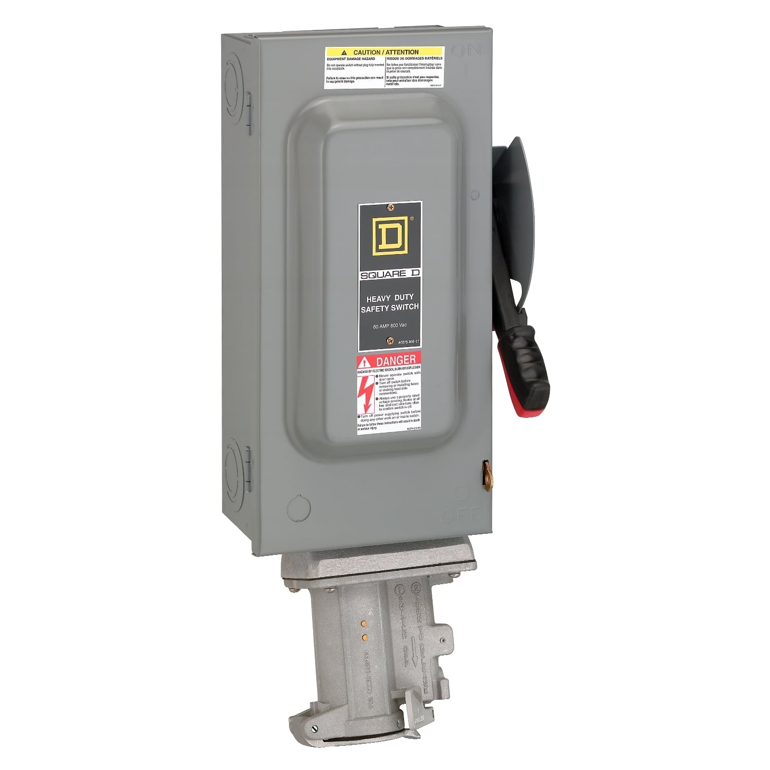 Safety switch, heavy duty, non fusible, 60A, 600VAC/DC, 3 poles, 60HP, NEMA 1, Crouse-Hinds Arktite